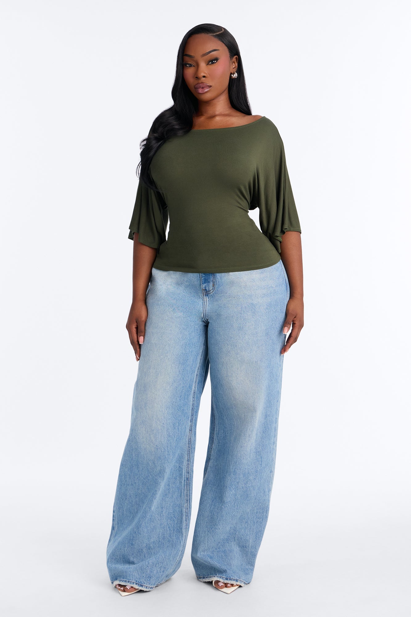 Nicolette Tie Waist Short Sleeve Top - Olive image 2