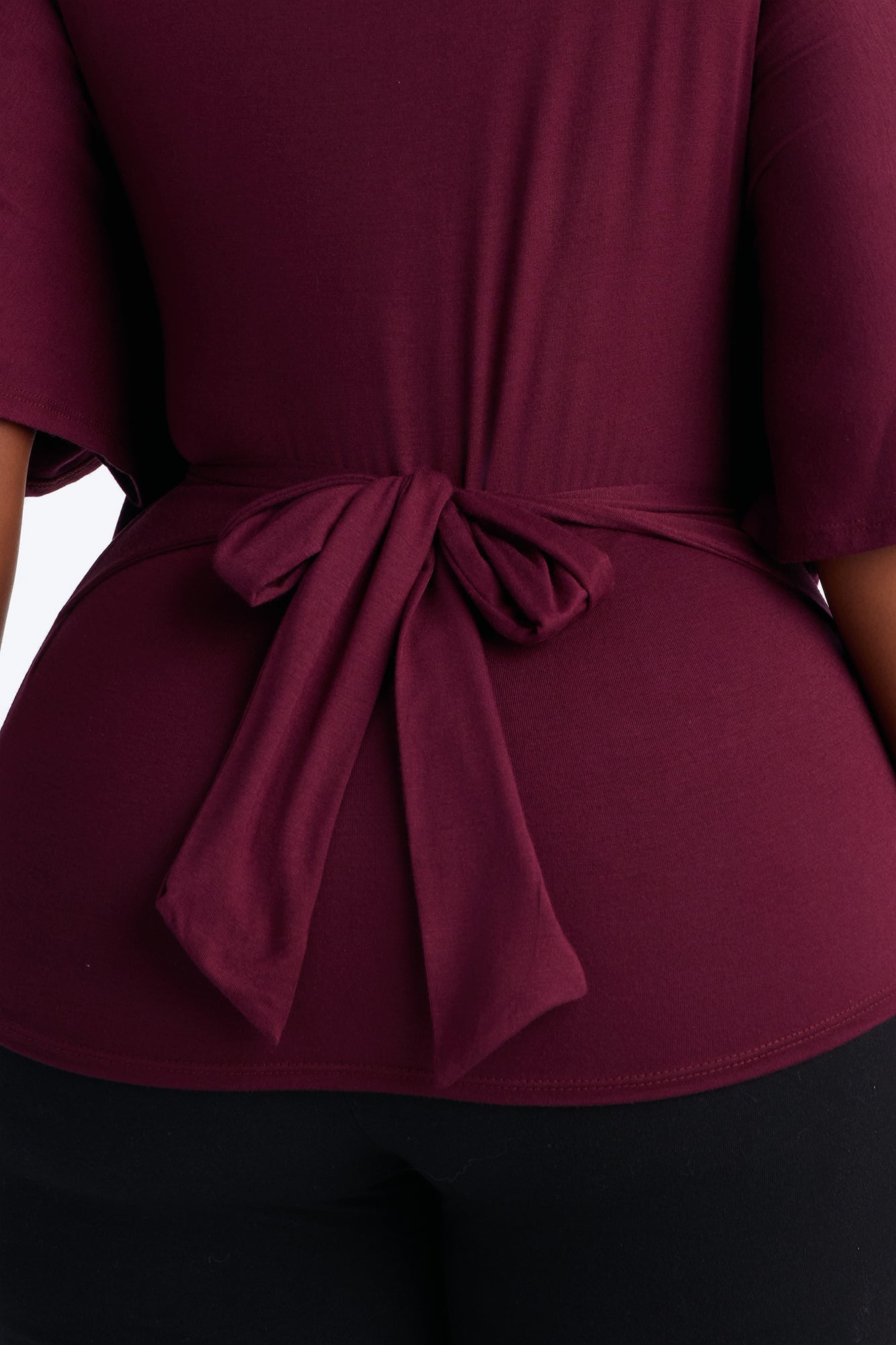Nicolette Tie Waist Short Sleeve Top - Plum image 4