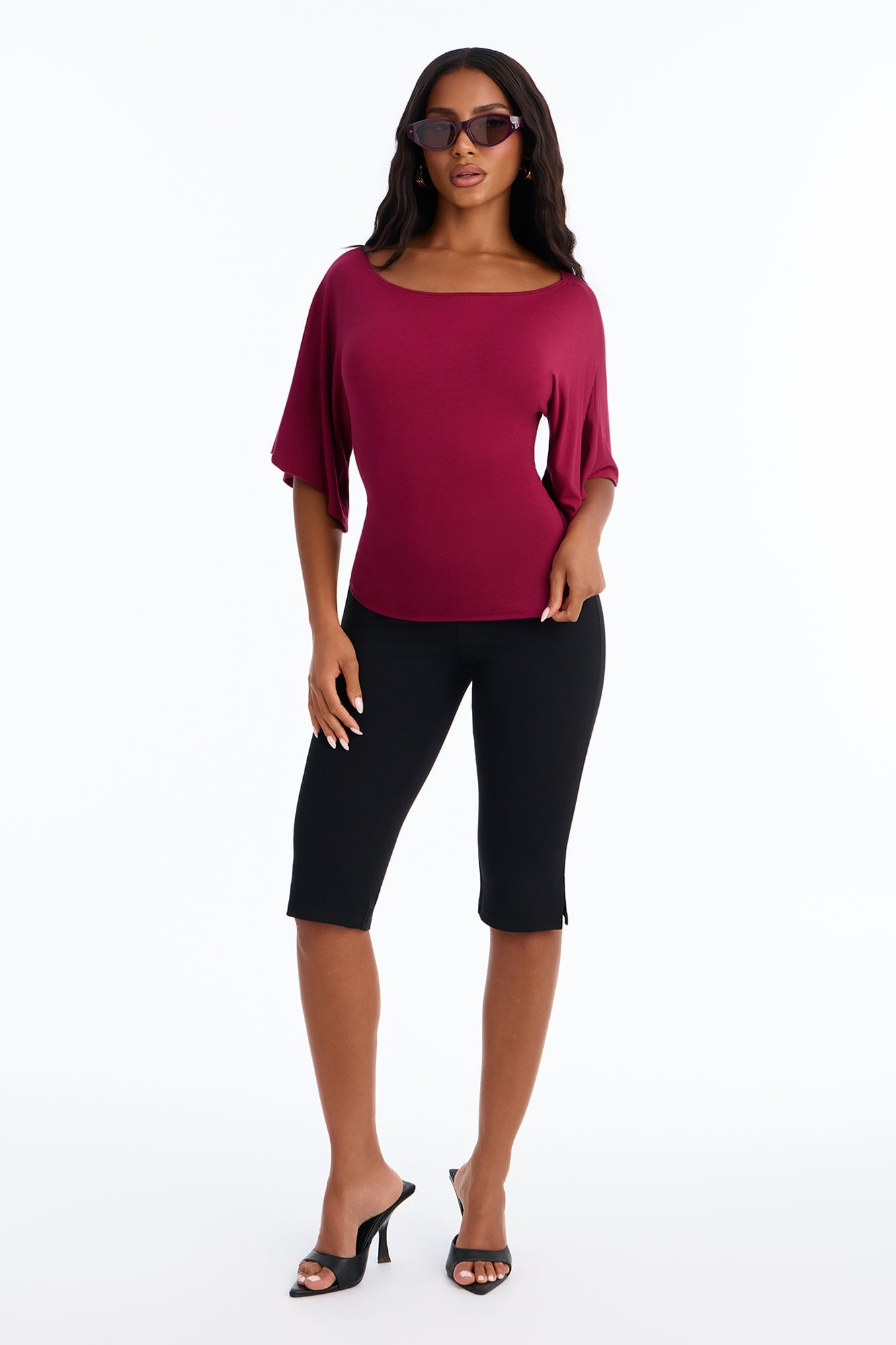 Nicolette Tie Waist Short Sleeve Top - Raspberry image 2