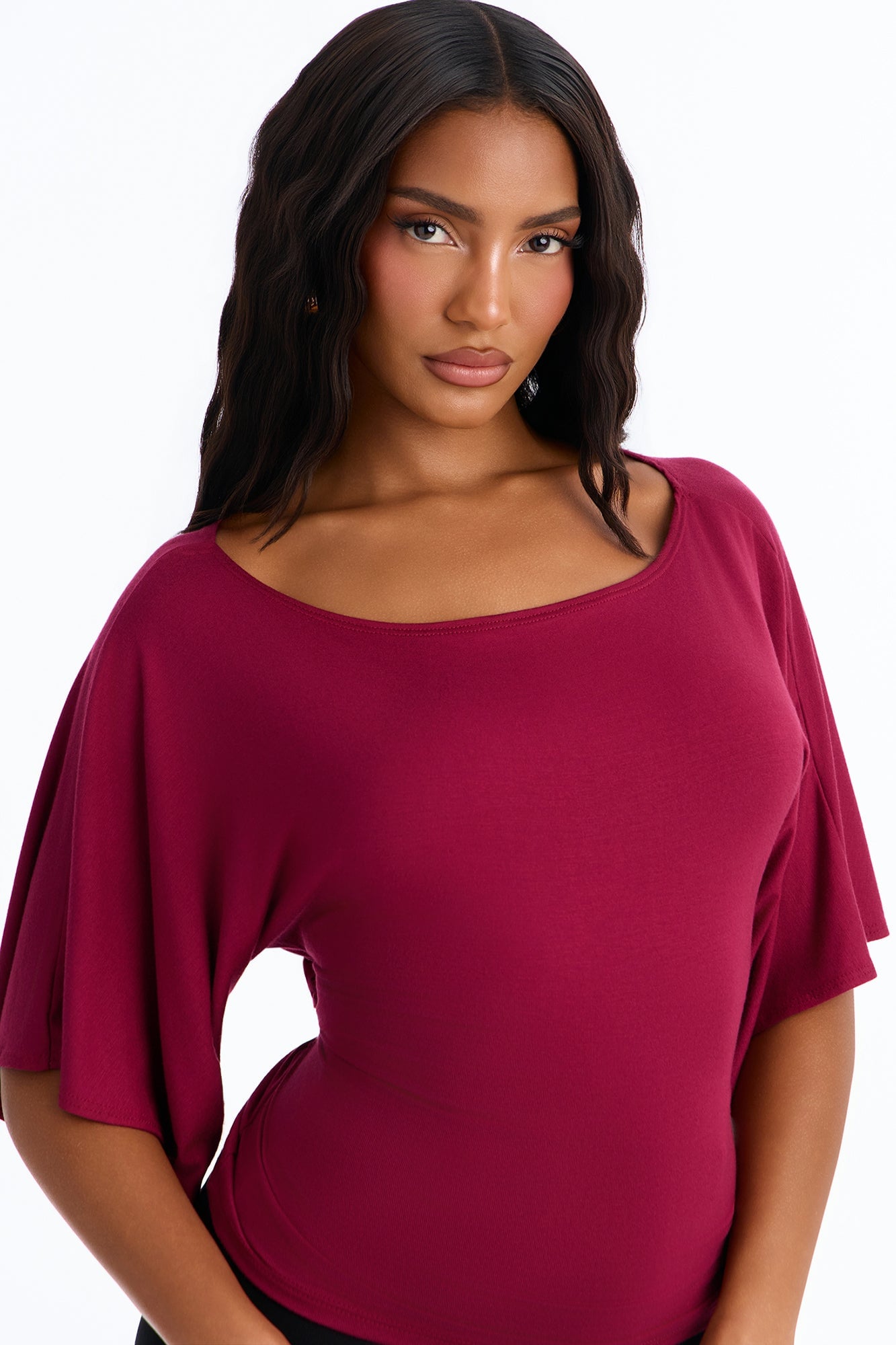 Nicolette Tie Waist Short Sleeve Top - Raspberry image 3