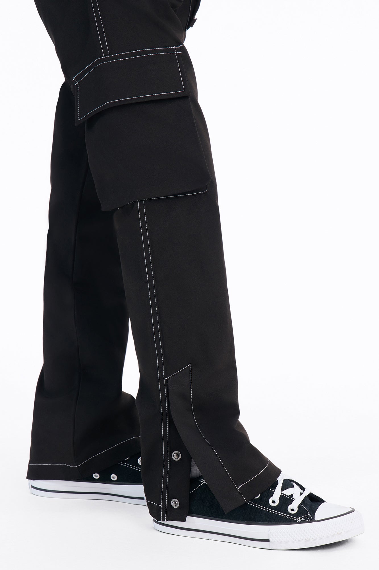Mini Curtis Contrast Stitch Relaxed Cargo Pants - Black image 3