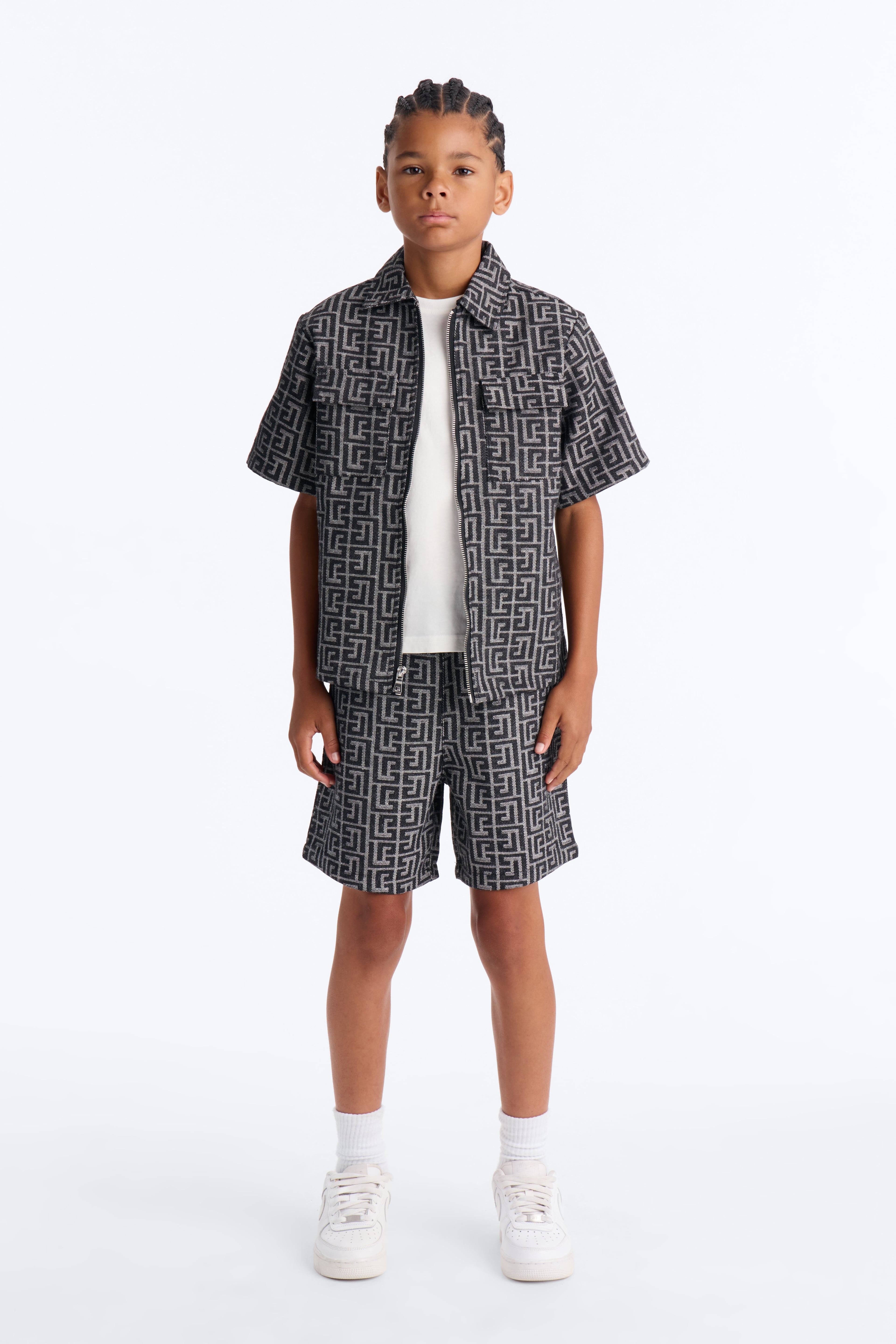 Mini Fallon Jacquard Zip Shirt II - Charcoal image 2