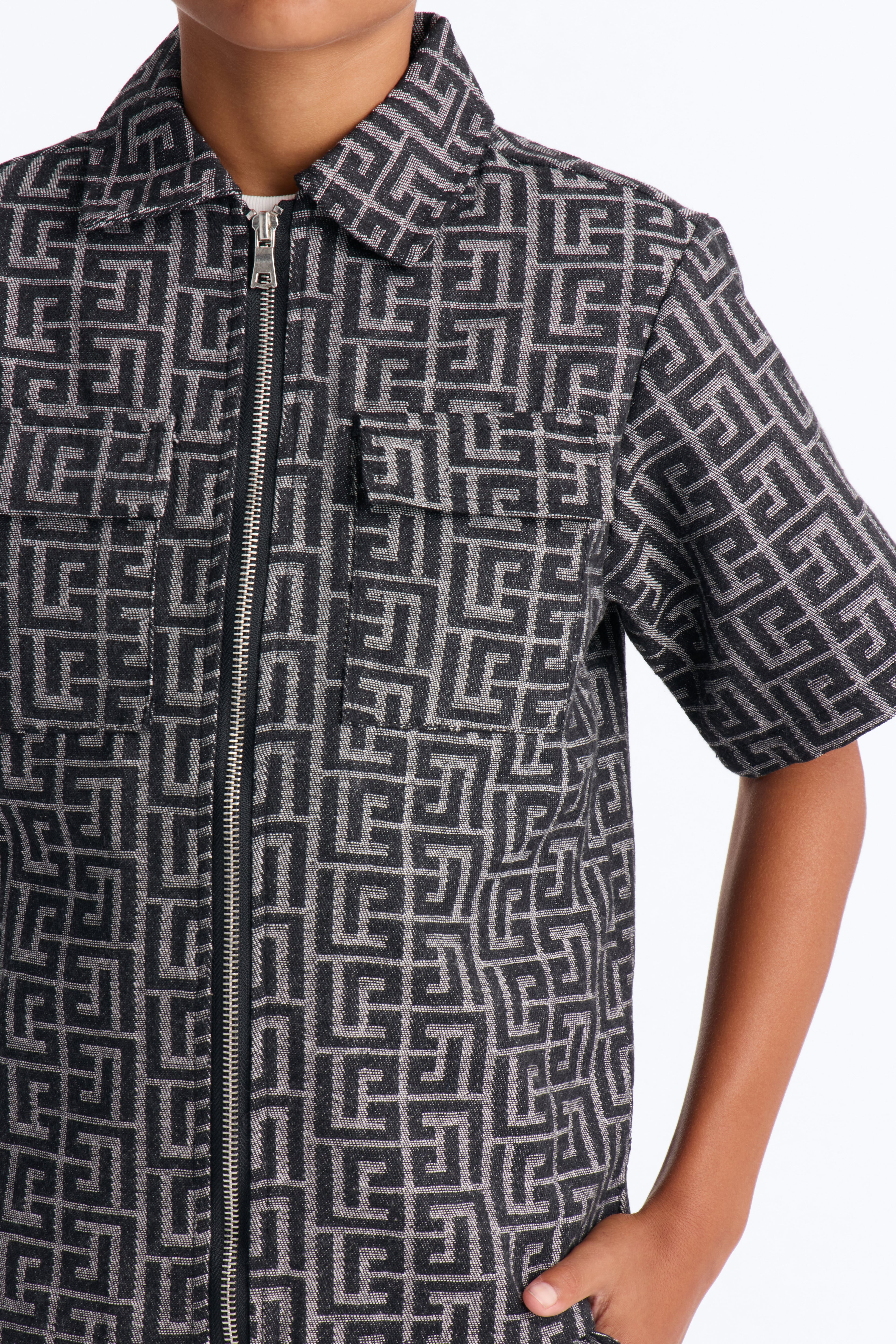 Mini Fallon Jacquard Zip Shirt II - Charcoal image 4