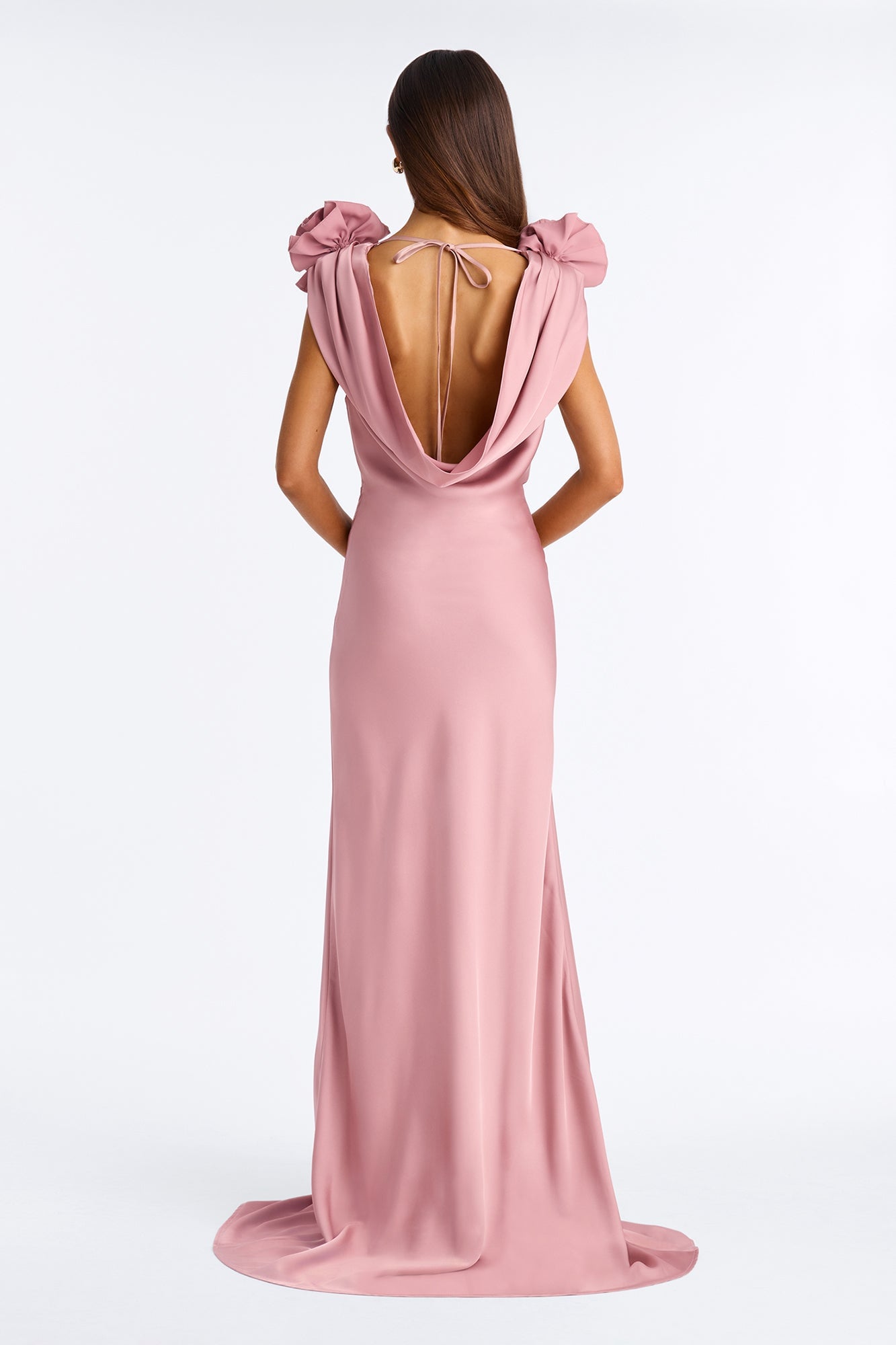 Positano Cowl Neck Satin Maxi Dress - Mauve image 7