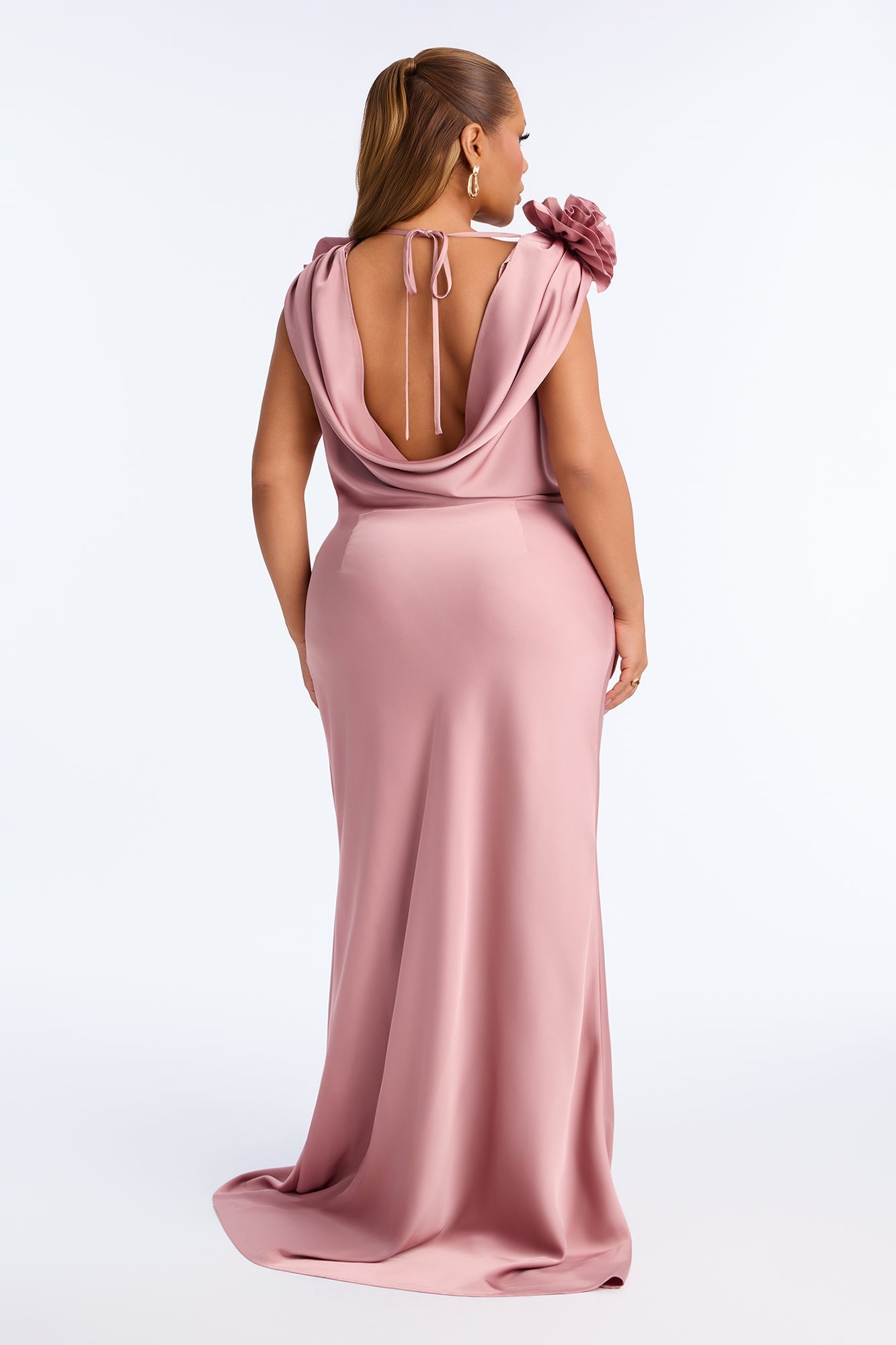 Positano Cowl Neck Satin Maxi Dress - Mauve image 3