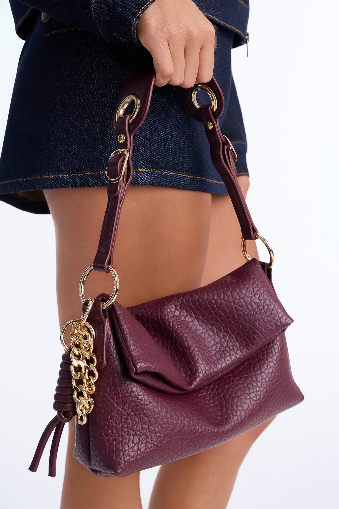 Really Like That Faux Leather Shoulder Bag - Burgundy image 2