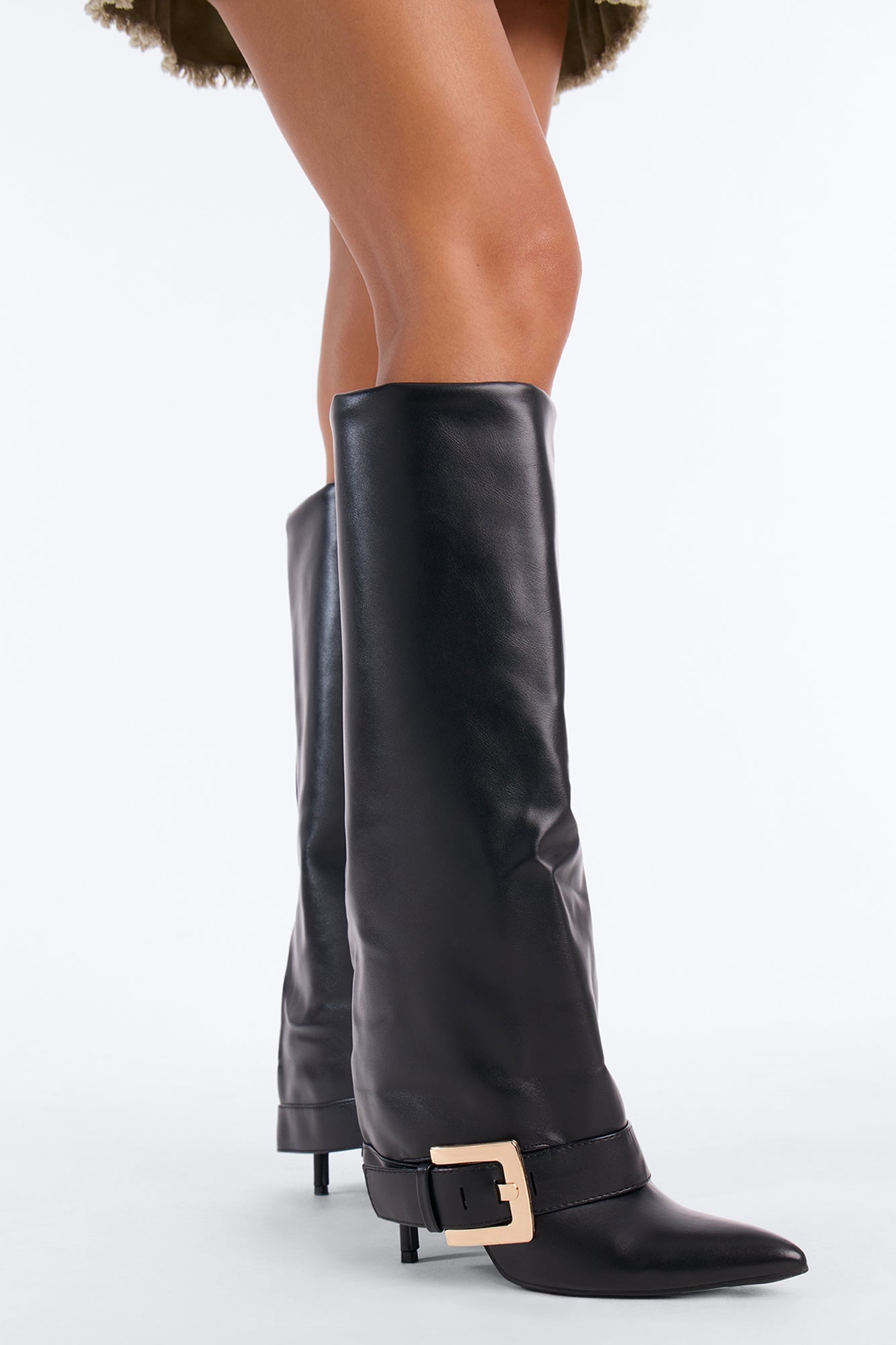 Just My Luck Overlay Heeled Boots - Black image 2