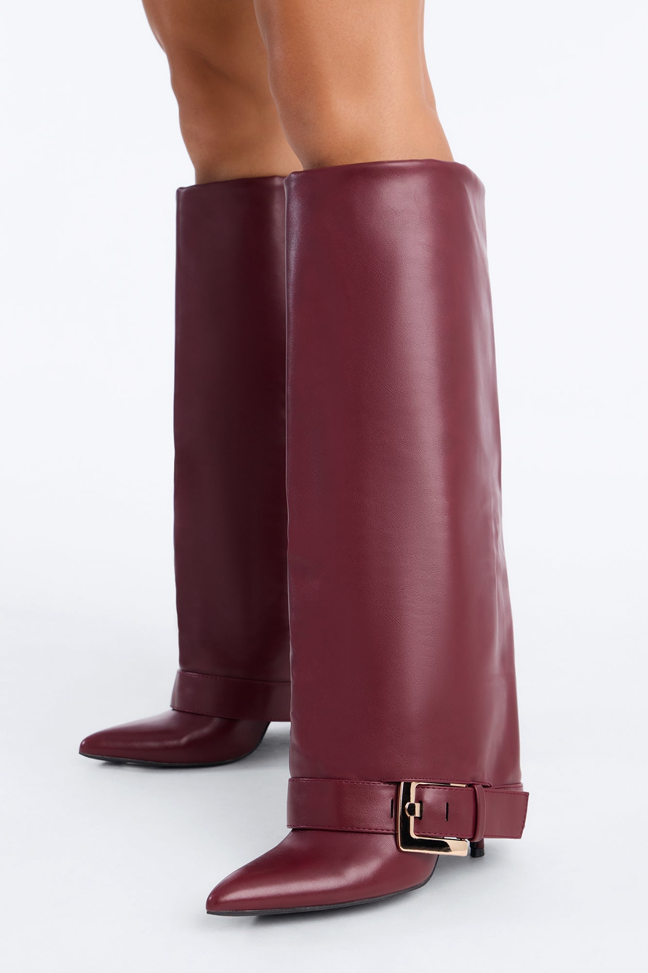 Just My Luck Overlay Heeled Boots - Wine image 1
