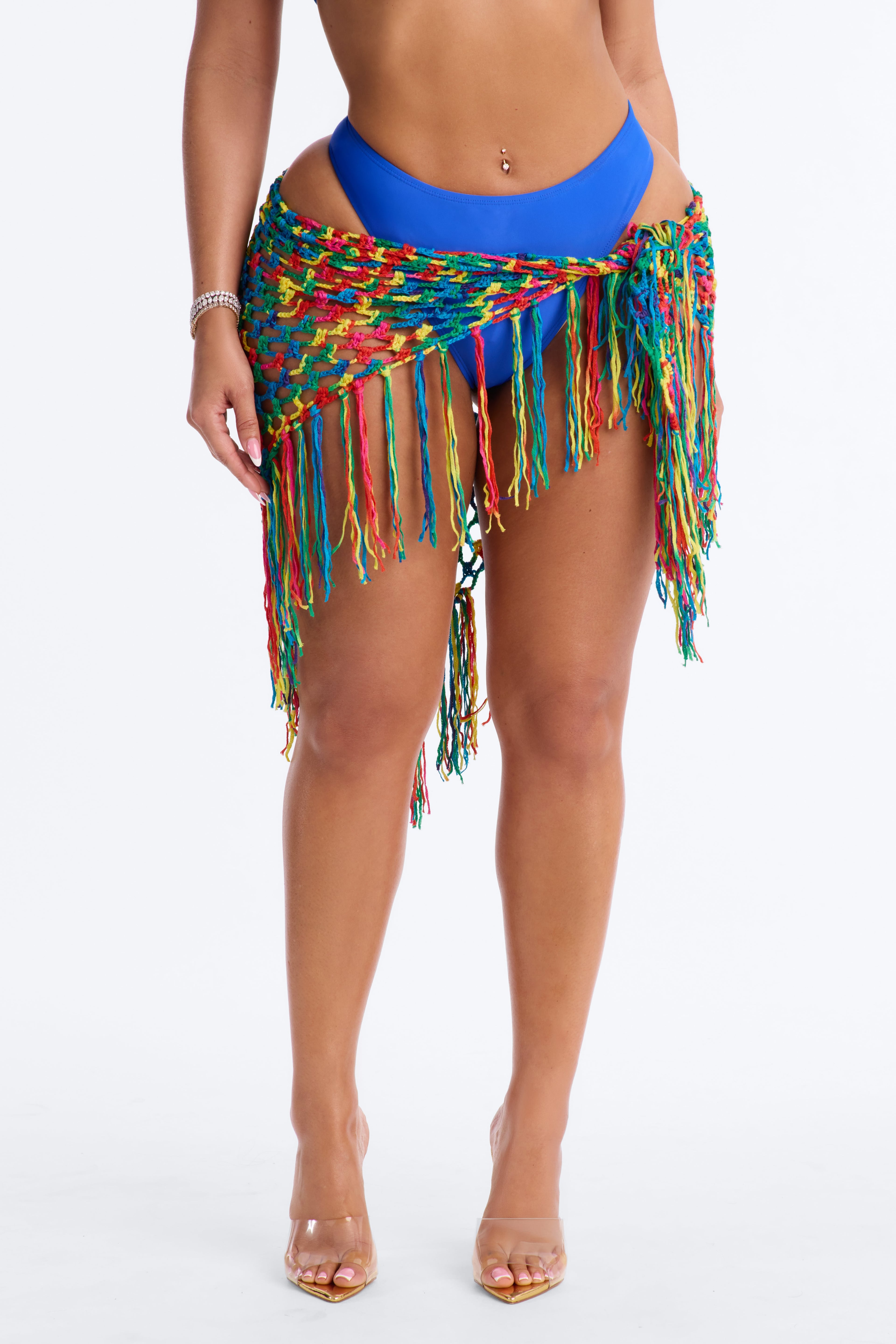 Summer Days Crochet Fringe Cover Up Sarong - Multi Color image 2