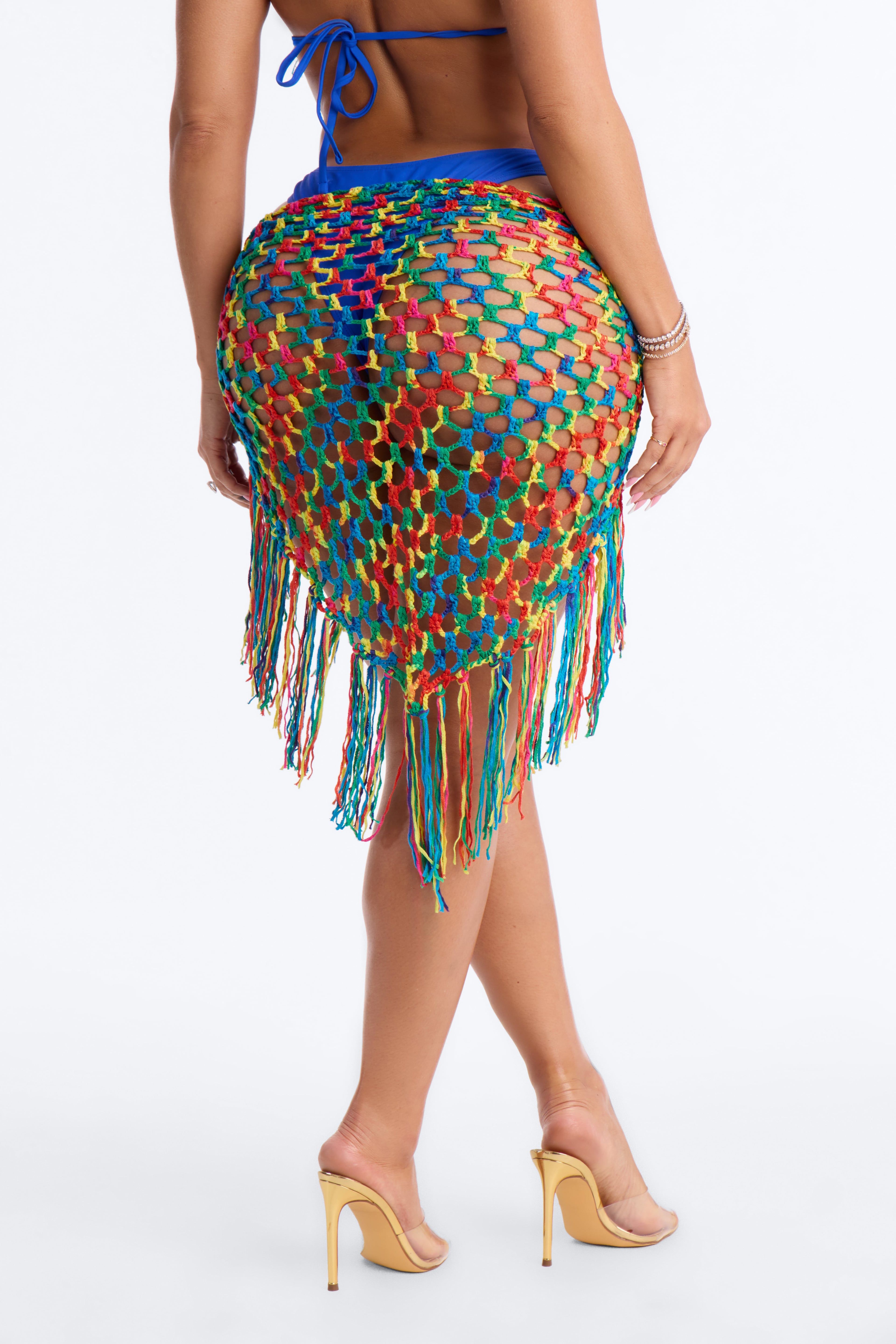 Summer Days Crochet Fringe Cover Up Sarong - Multi Color image 4
