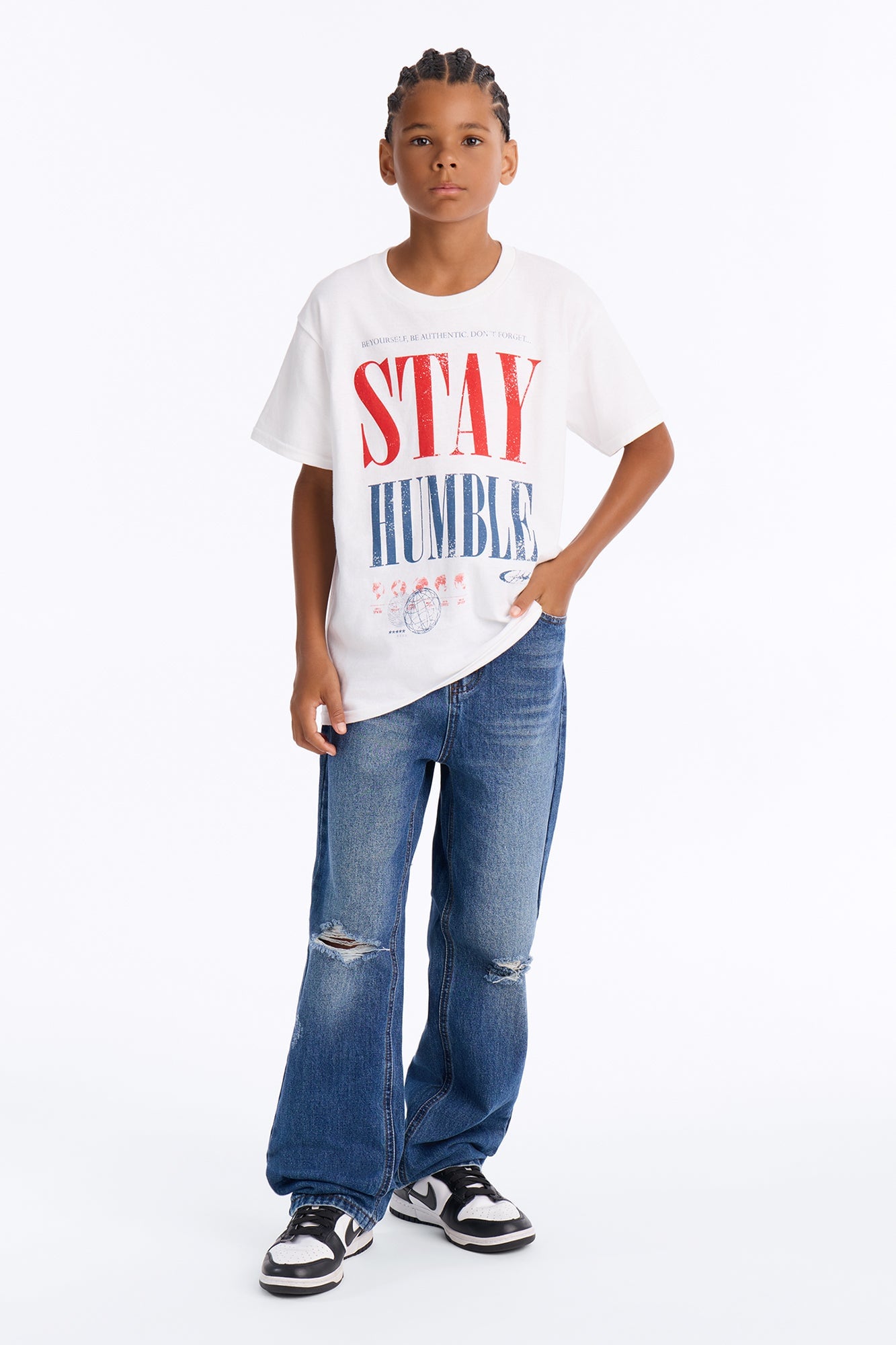 Mini Stay Humble Boxy Short Sleeve Tee - White image 2