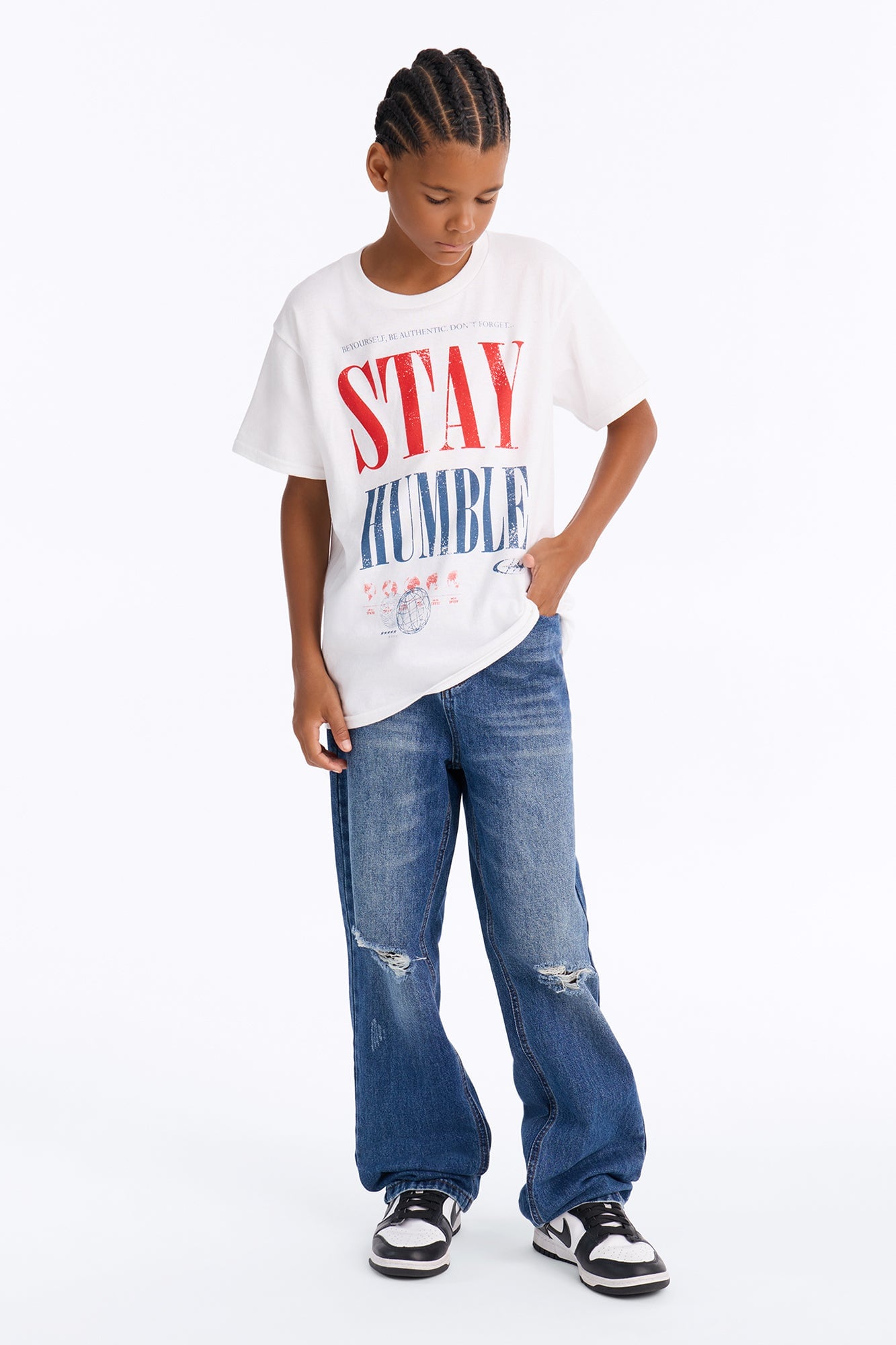 Mini Stay Humble Boxy Short Sleeve Tee - White image 3