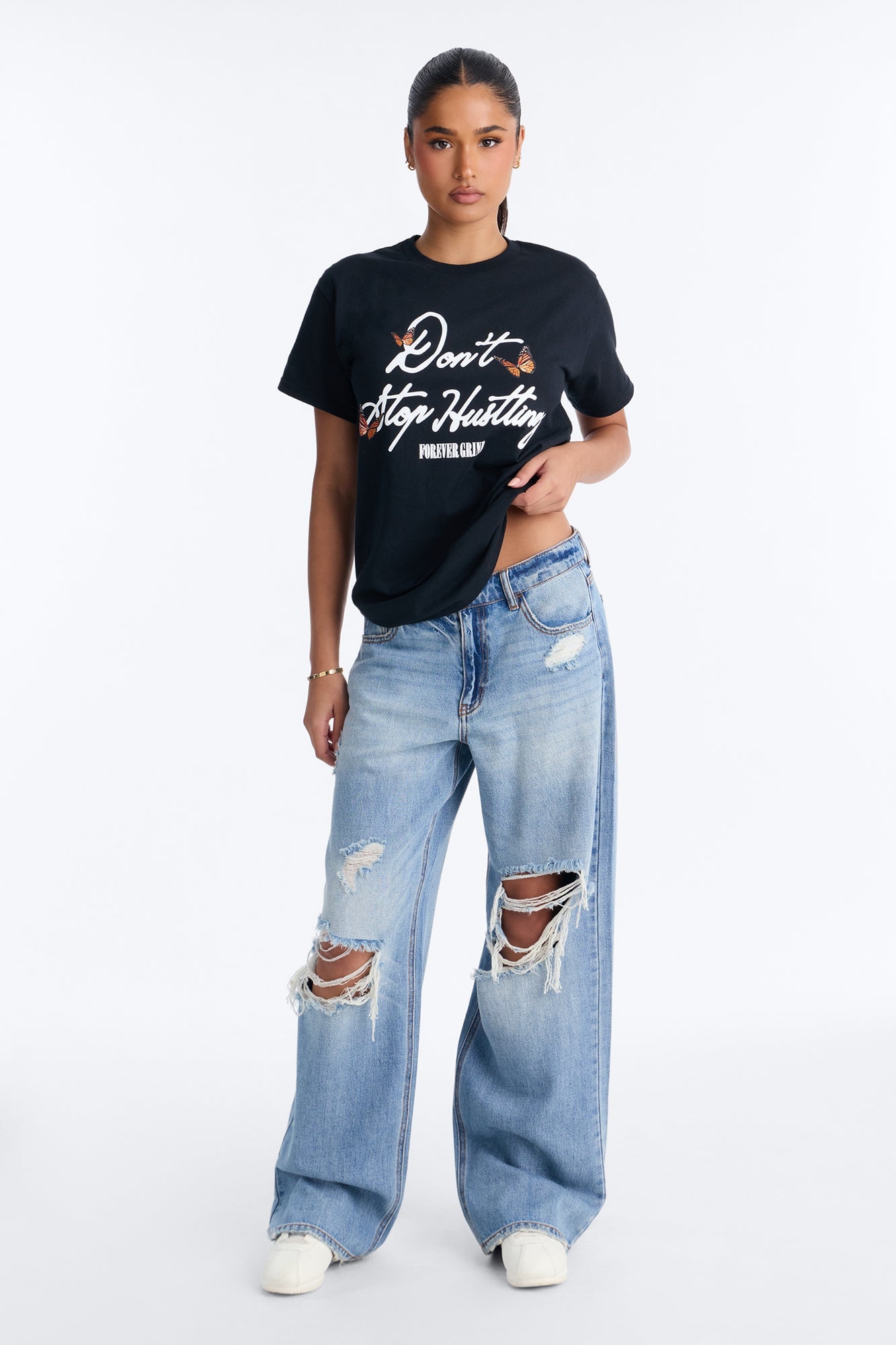 Don't Stop Hustling Graphic Tshirt - Black image 5