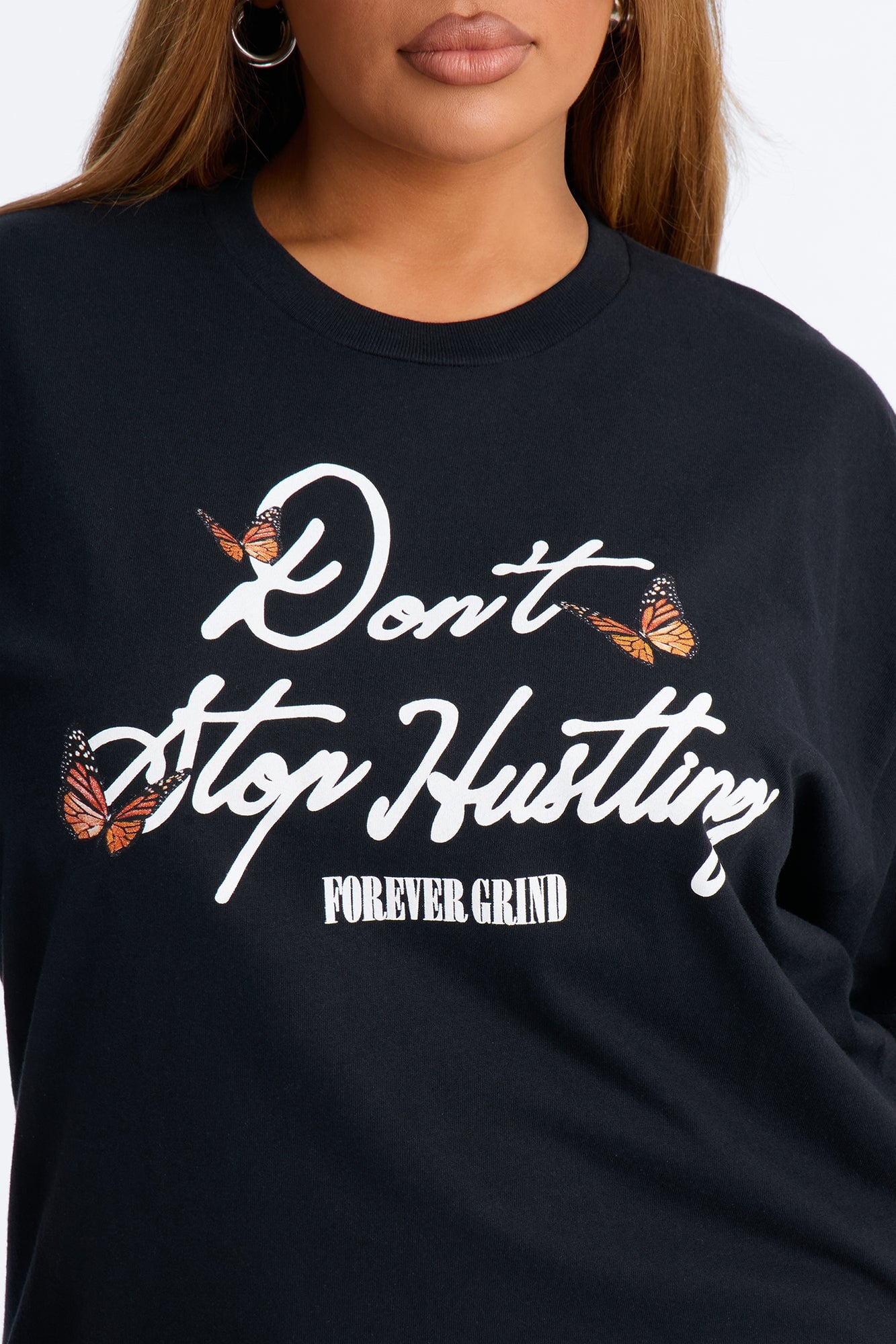 Don't Stop Hustling Graphic Tshirt - Black image 3