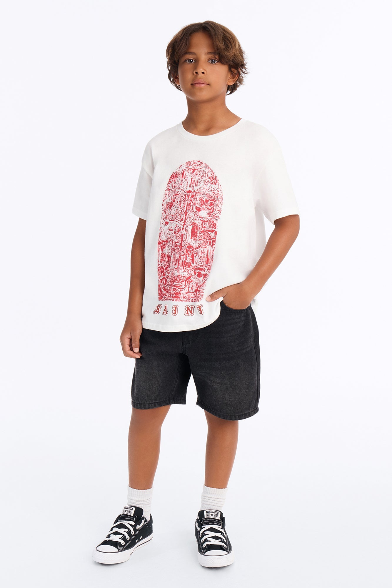 Mini Forever Saint Oversized Short Sleeve Tee - White image 2
