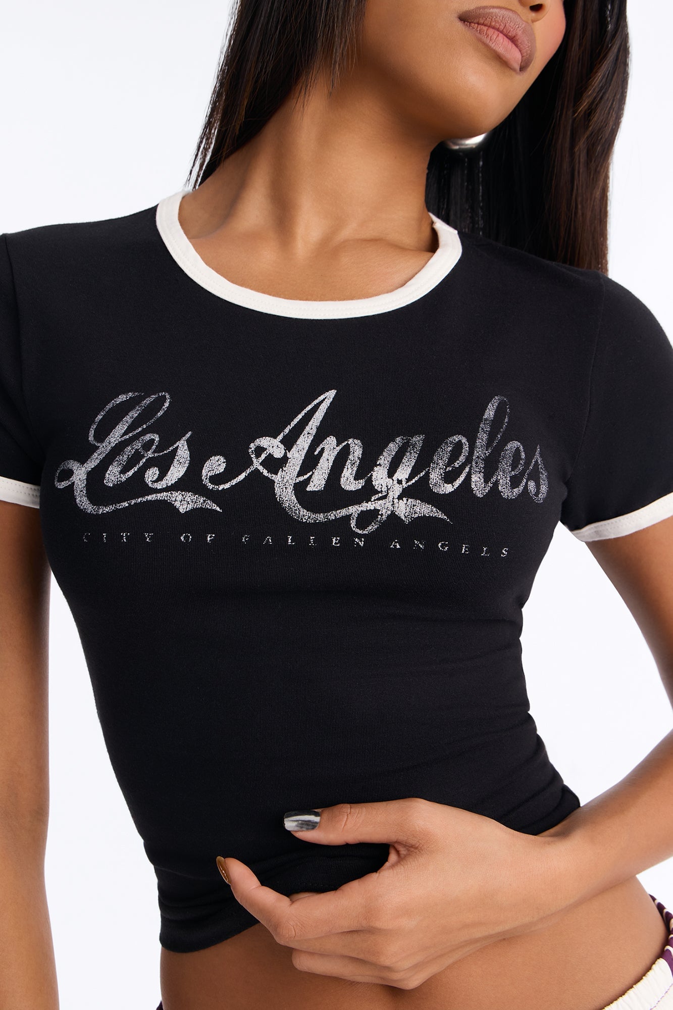 Los Angeles Classic Ringer Baby Tee - Black/combo image 7