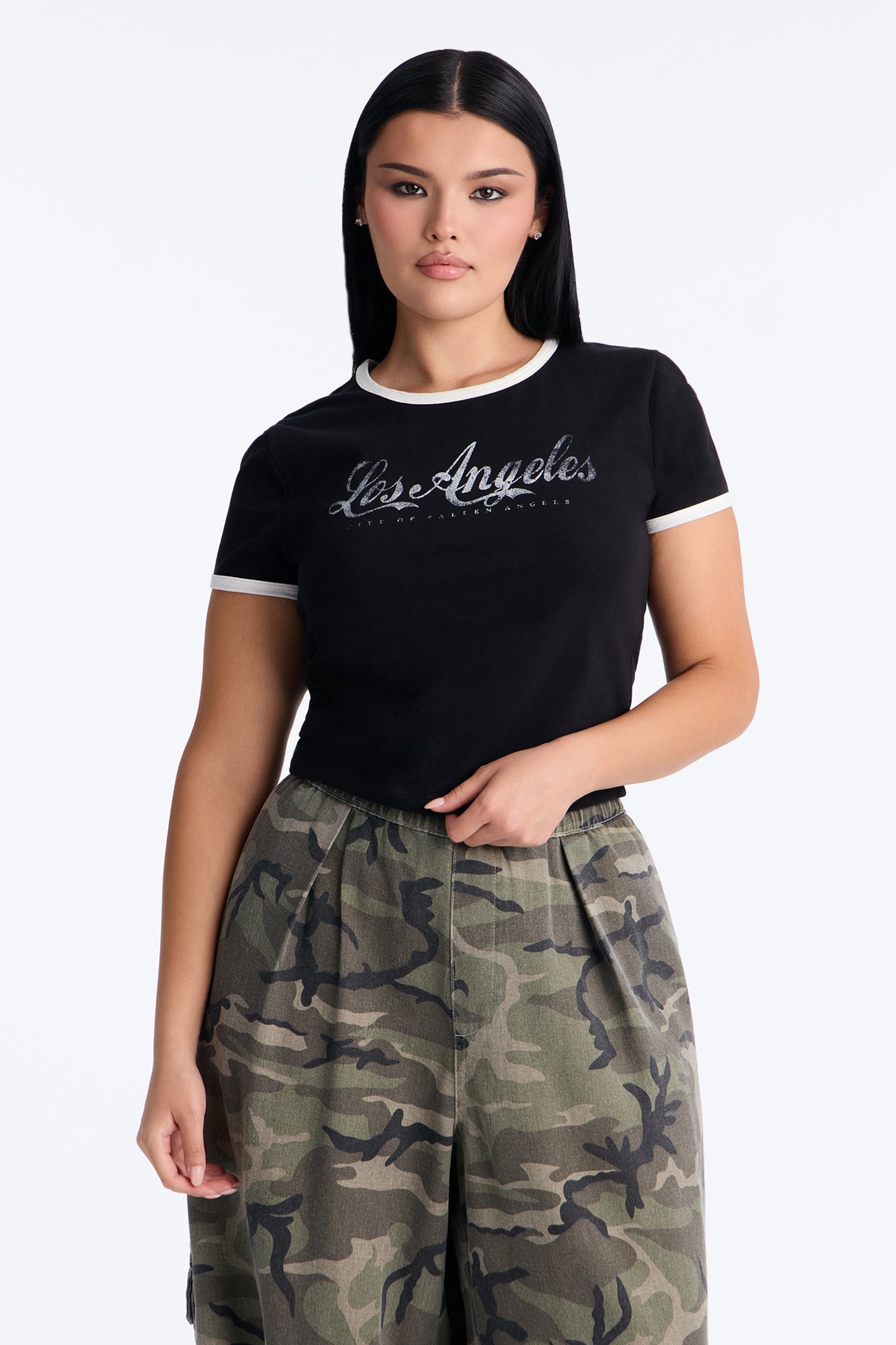 Los Angeles Classic Ringer Baby Tee - Black/combo image 1