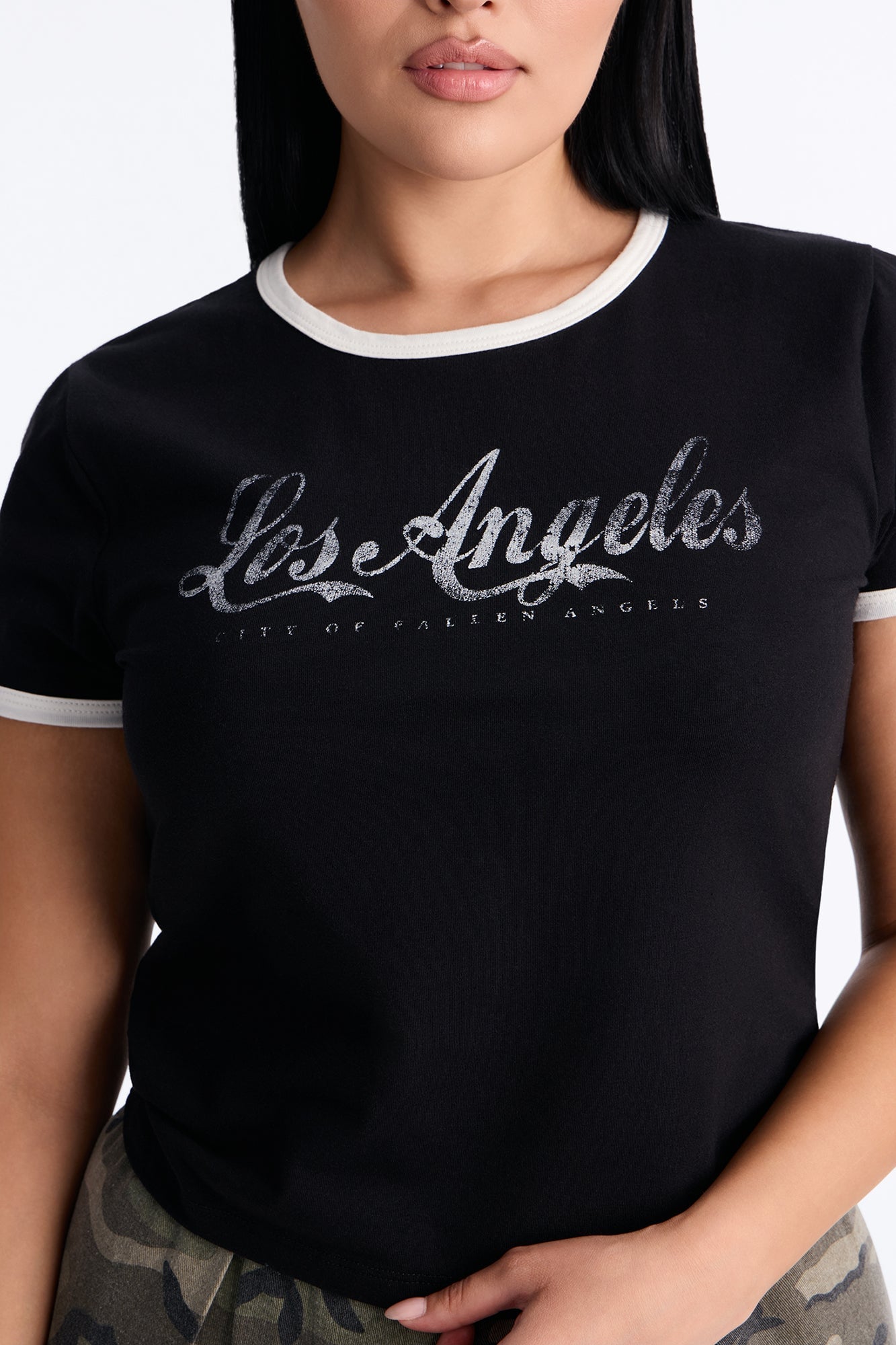 Los Angeles Classic Ringer Baby Tee - Black/combo image 3