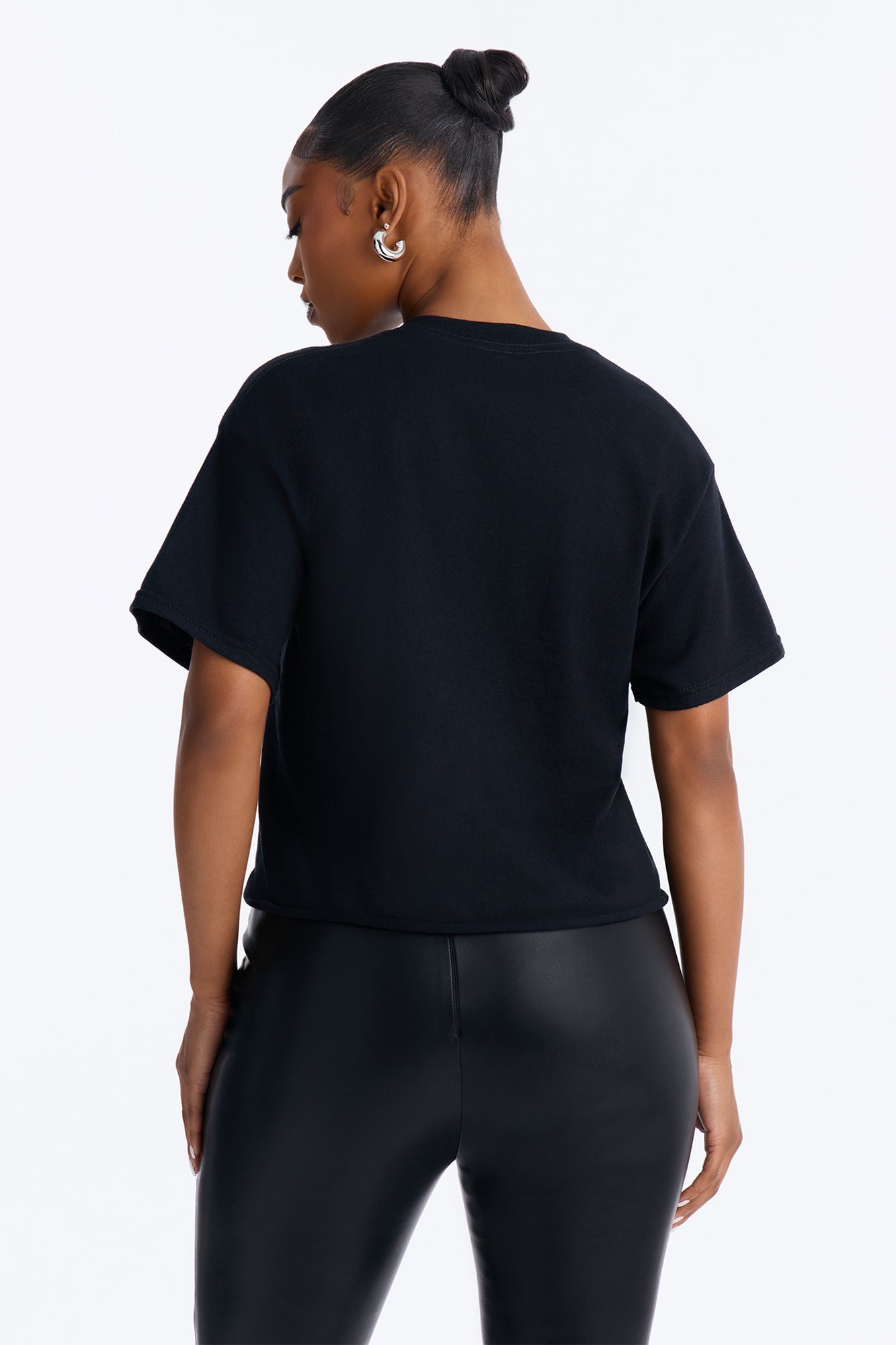 Fashion Icon Statement Raw Hem Tee - Black image 8