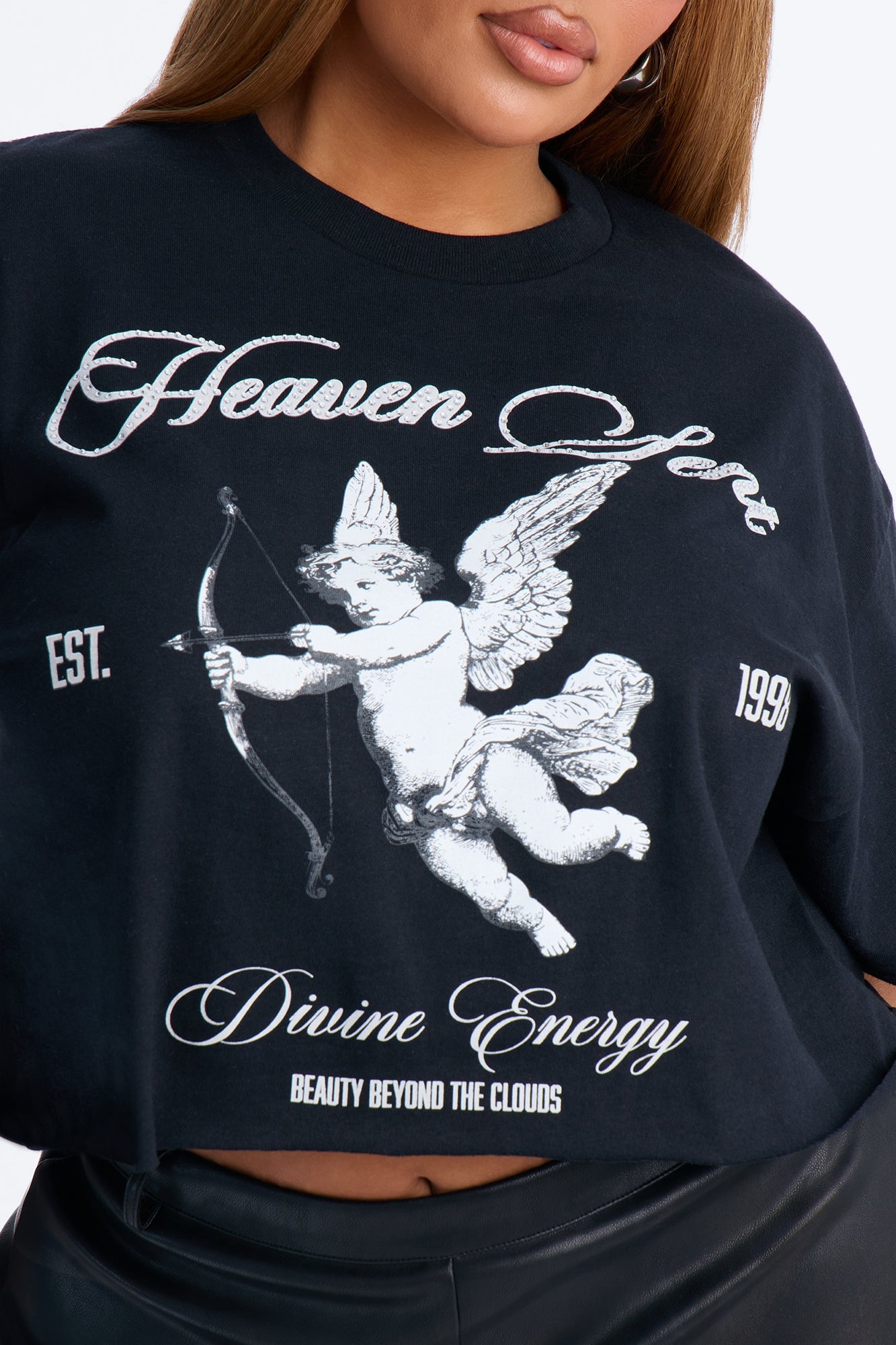Heaven Sent Energy Rhinestone Tee - Black image 4