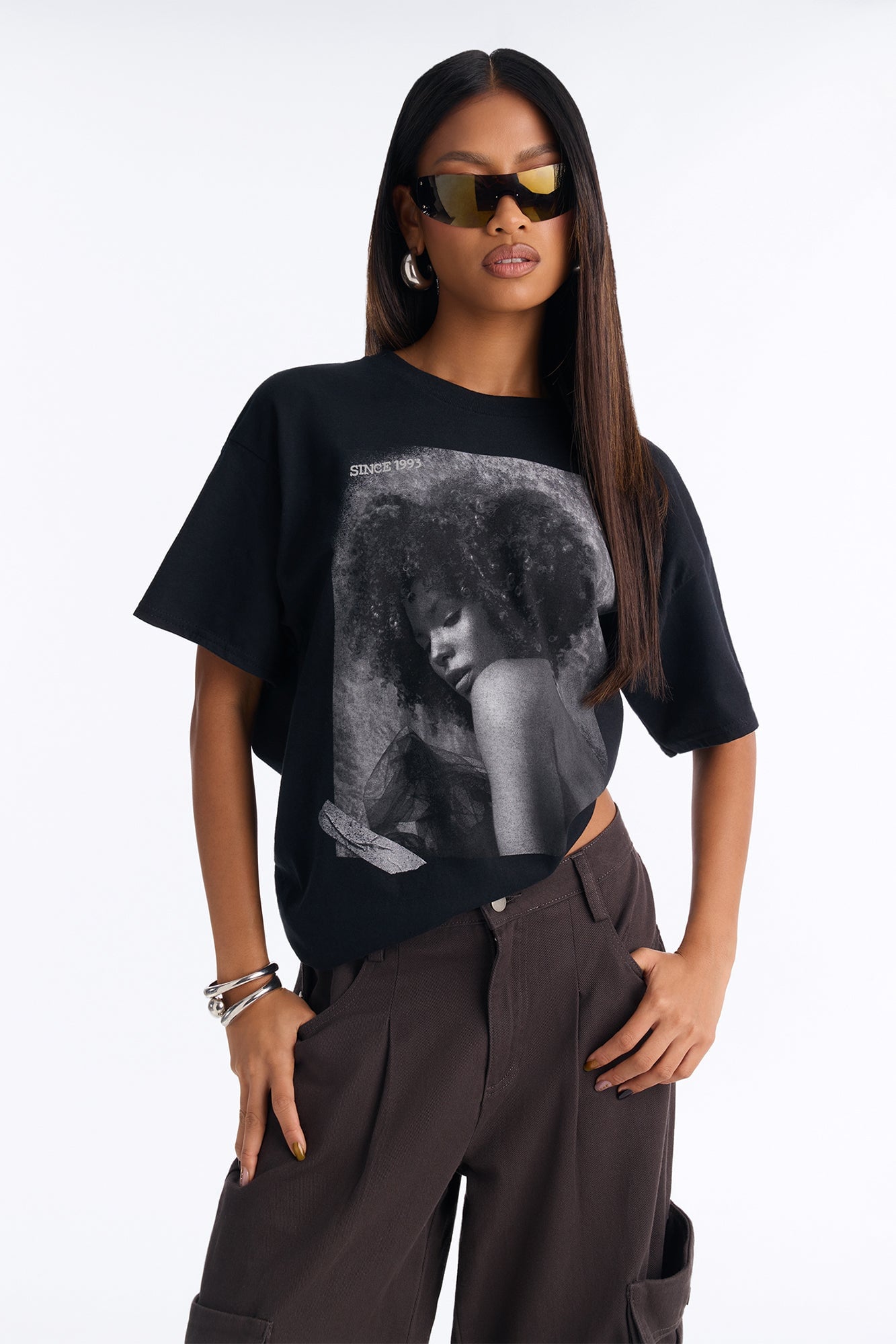 Pasted Portrait Monochrome Tee - Black image 4