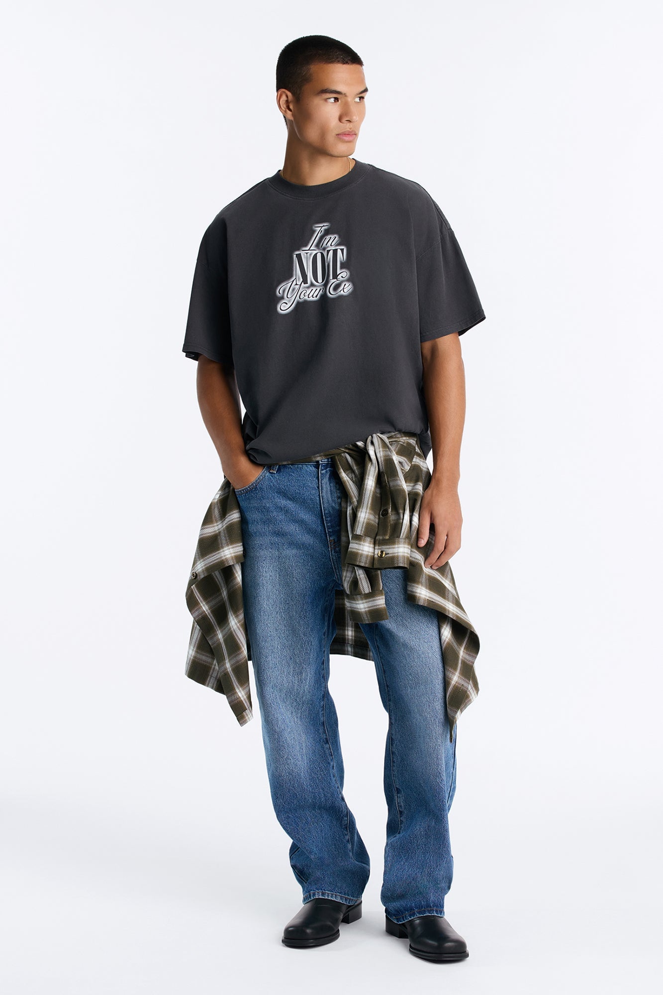 Not Your Ex Vintage Boxy Short Sleeve Tee - Black image 6