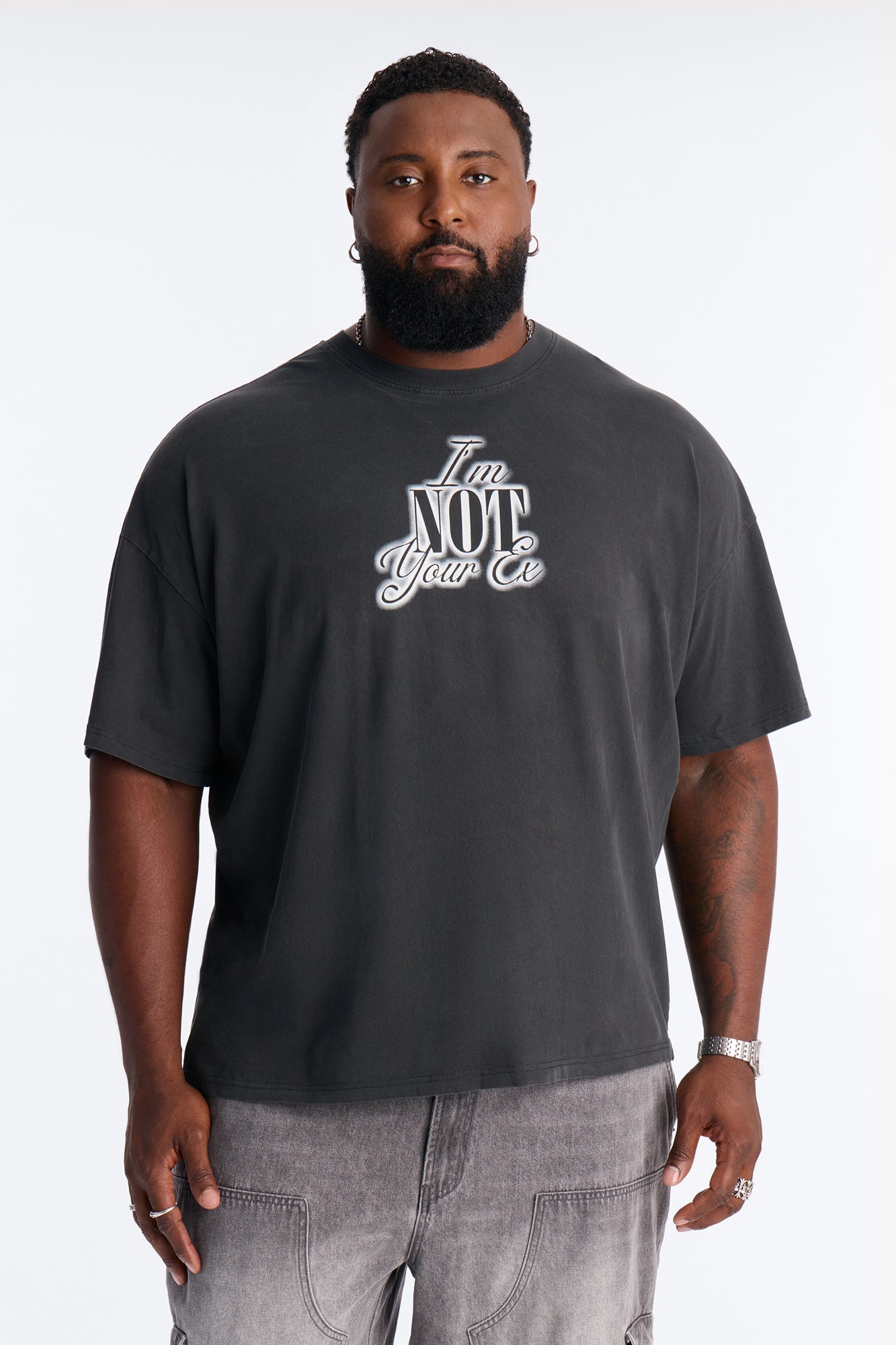 Not Your Ex Vintage Boxy Short Sleeve Tee - Black image 1
