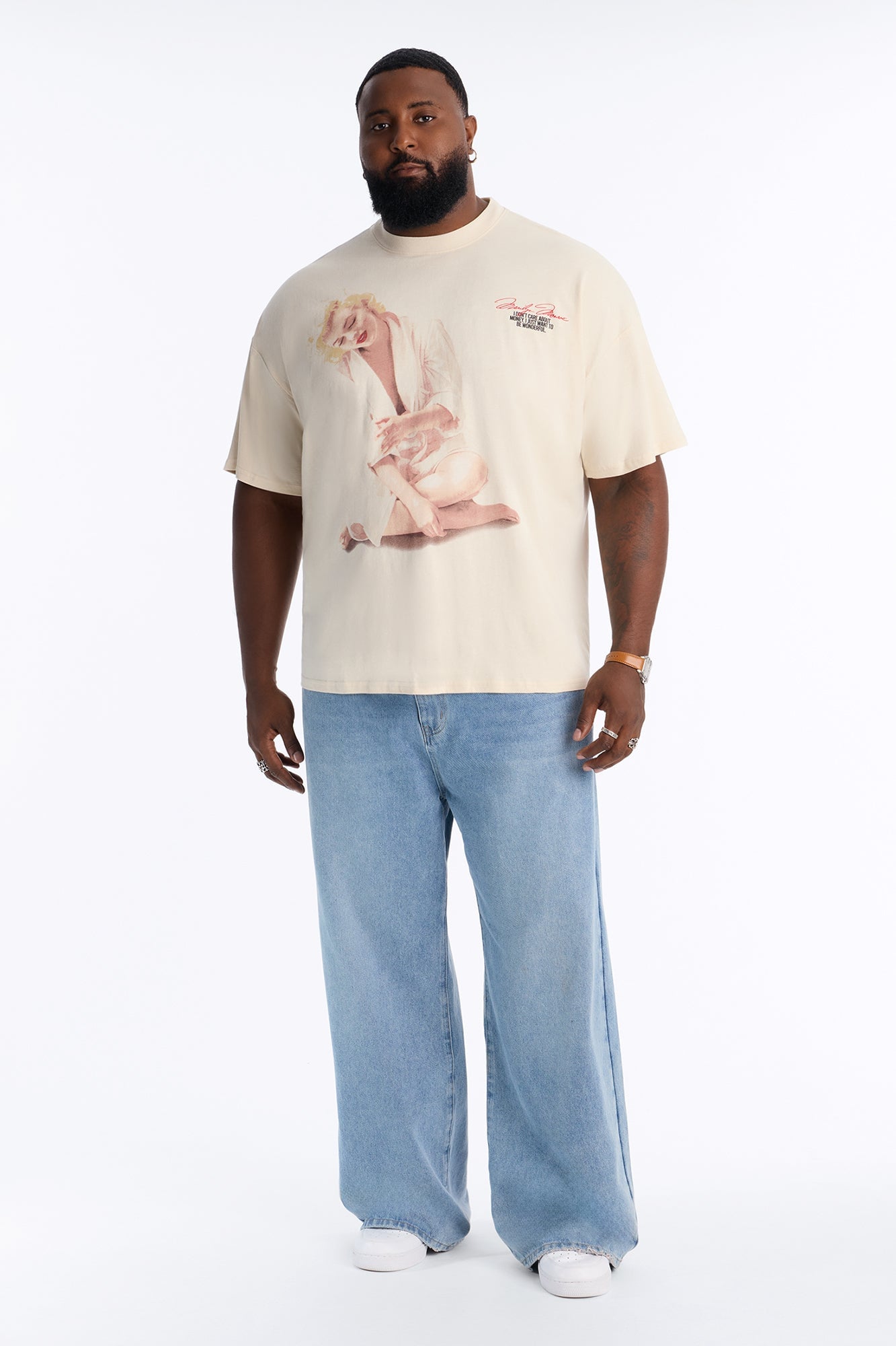 Marilyn Monroe Wonderful Oversized Short Sleeve Tee - Off White image 2