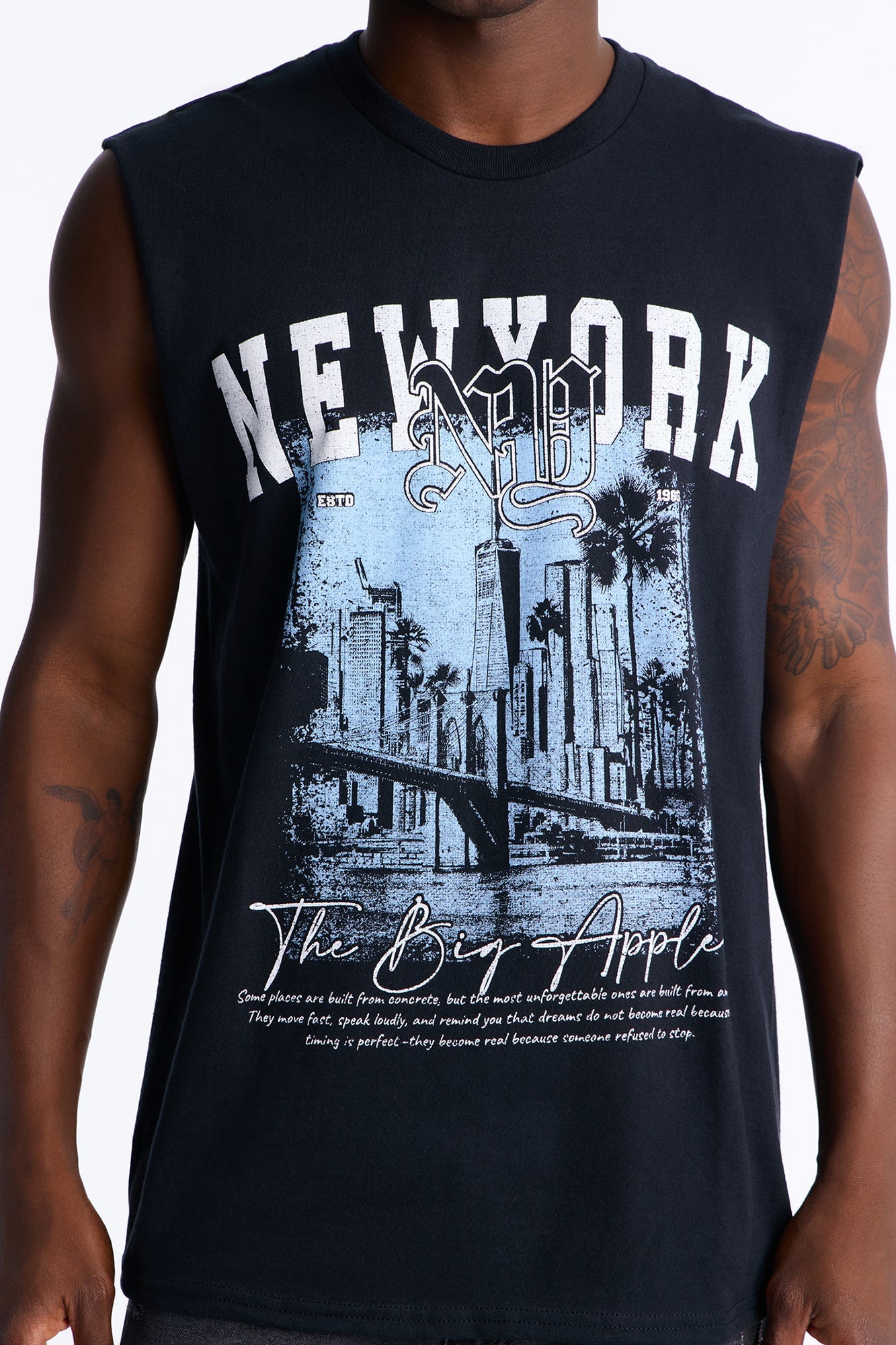 The Big Apple NY Oversized Muscle Tee - Black image 7