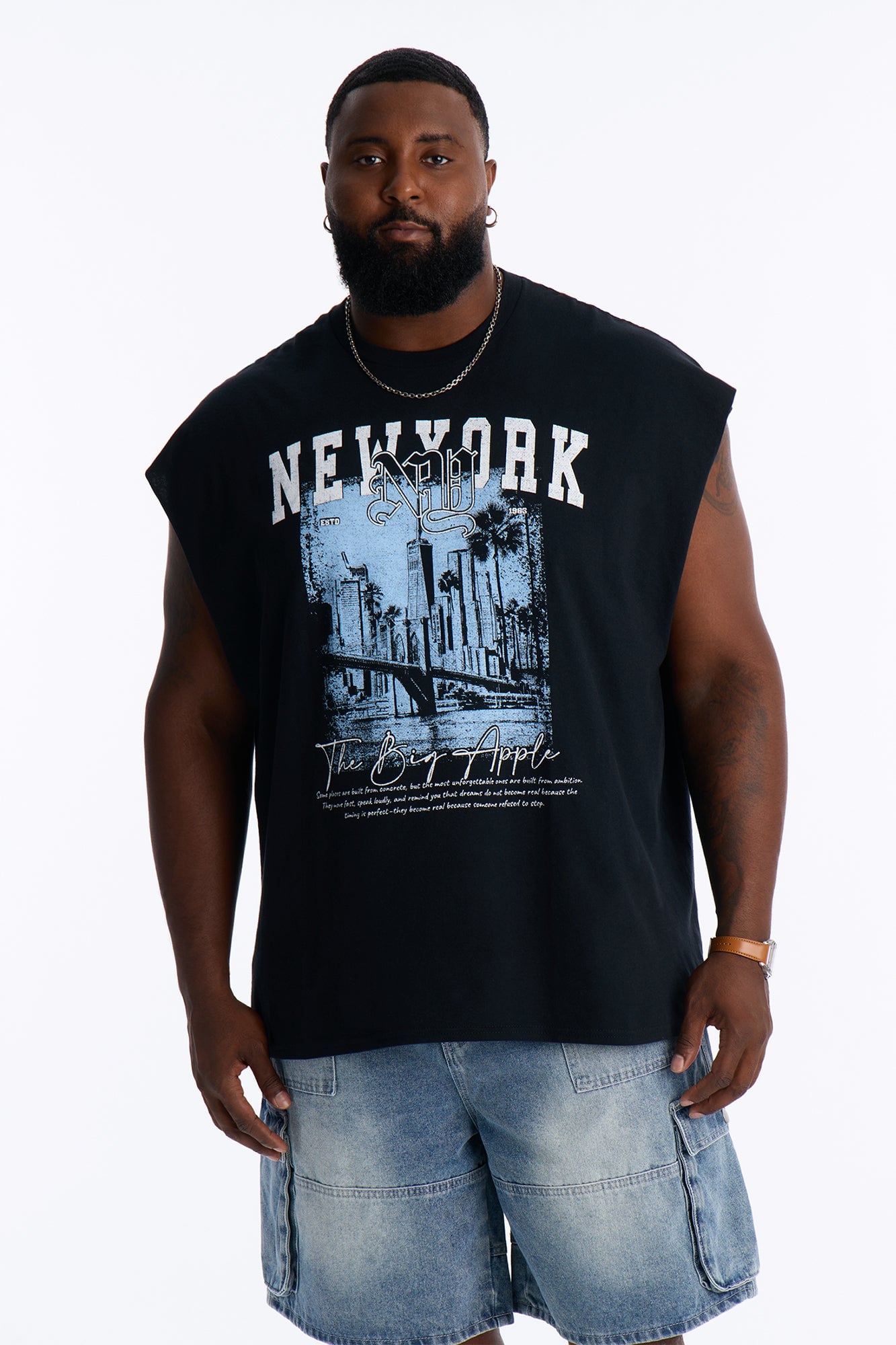 The Big Apple NY Oversized Muscle Tee - Black image 1