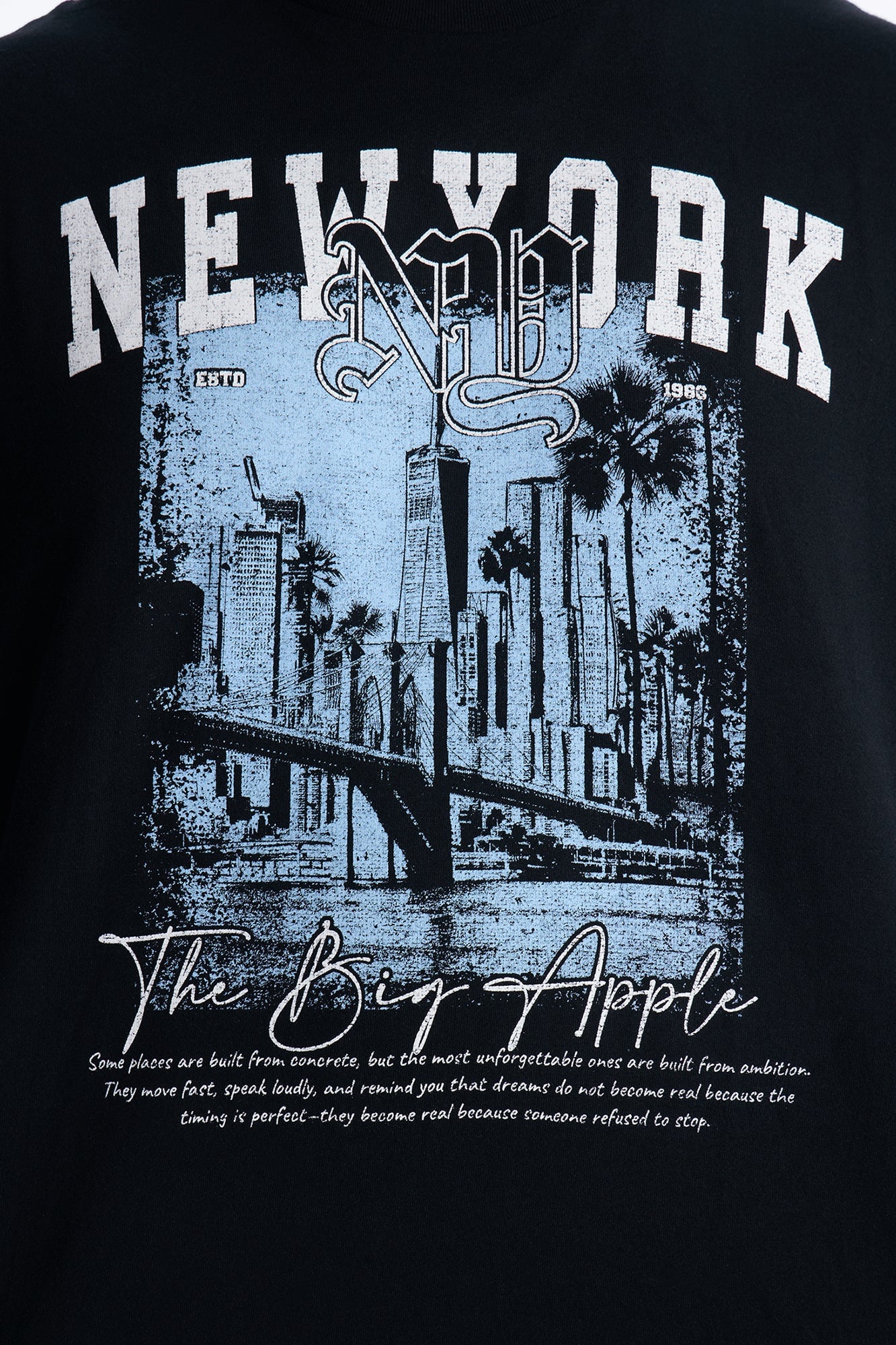 The Big Apple NY Oversized Muscle Tee - Black image 3