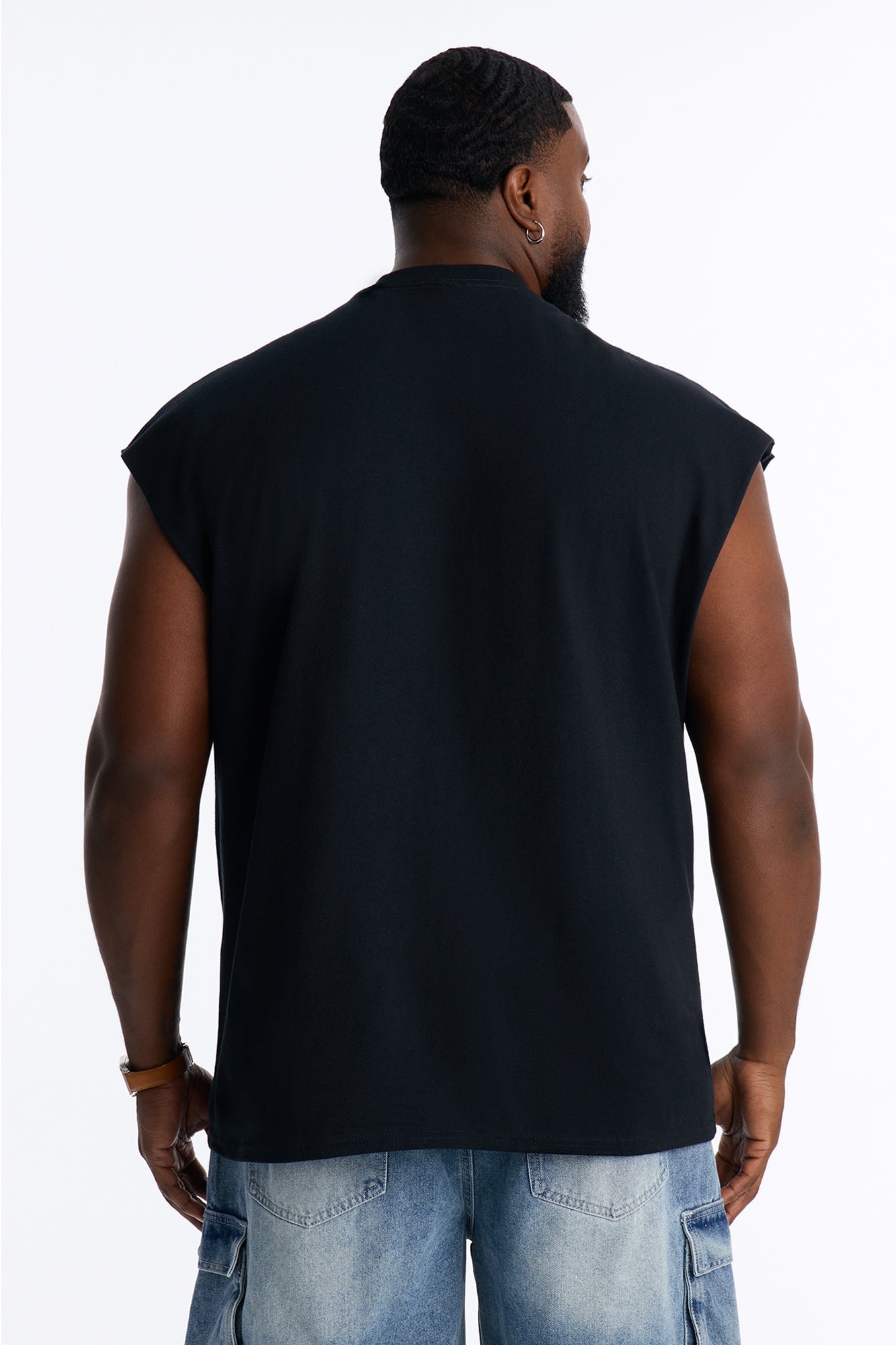The Big Apple NY Oversized Muscle Tee - Black image 4