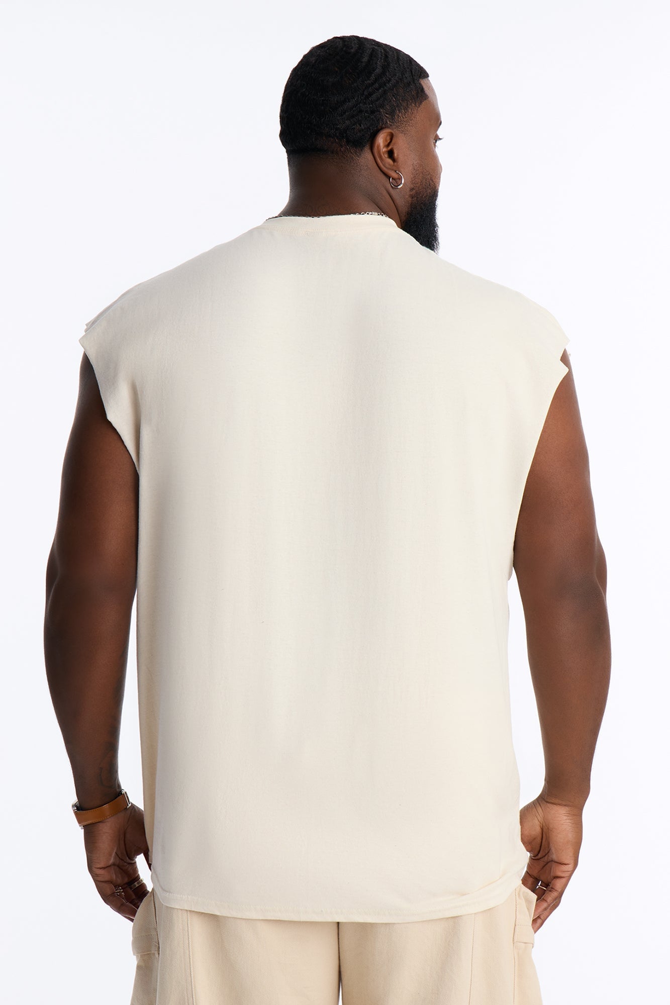 Los Angeles Palm Tree Oversized Muscle Tee - Natural image 4