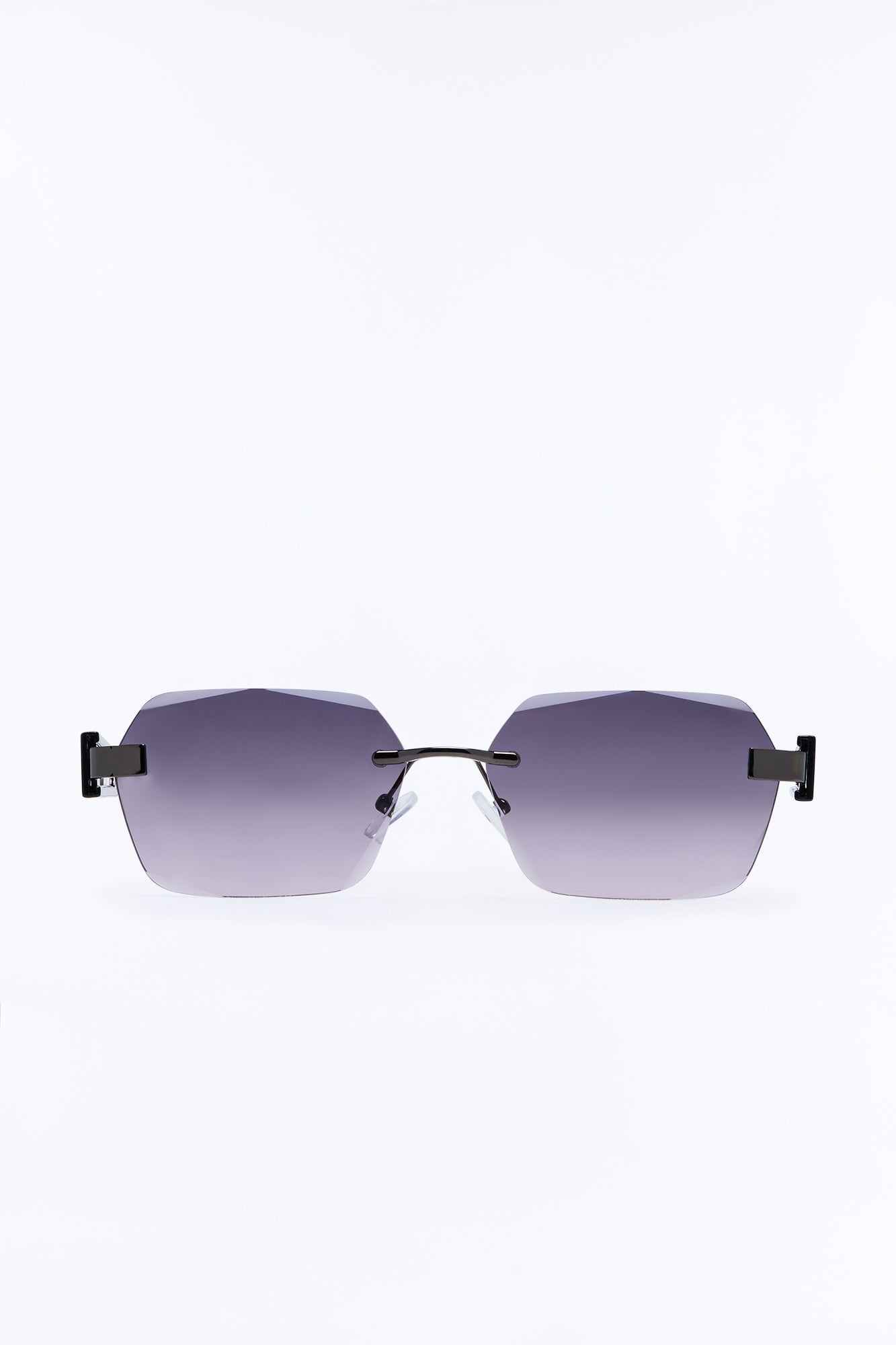 Right Back Rimless Frame Geometric Sunglasses - Gunmetal image 3