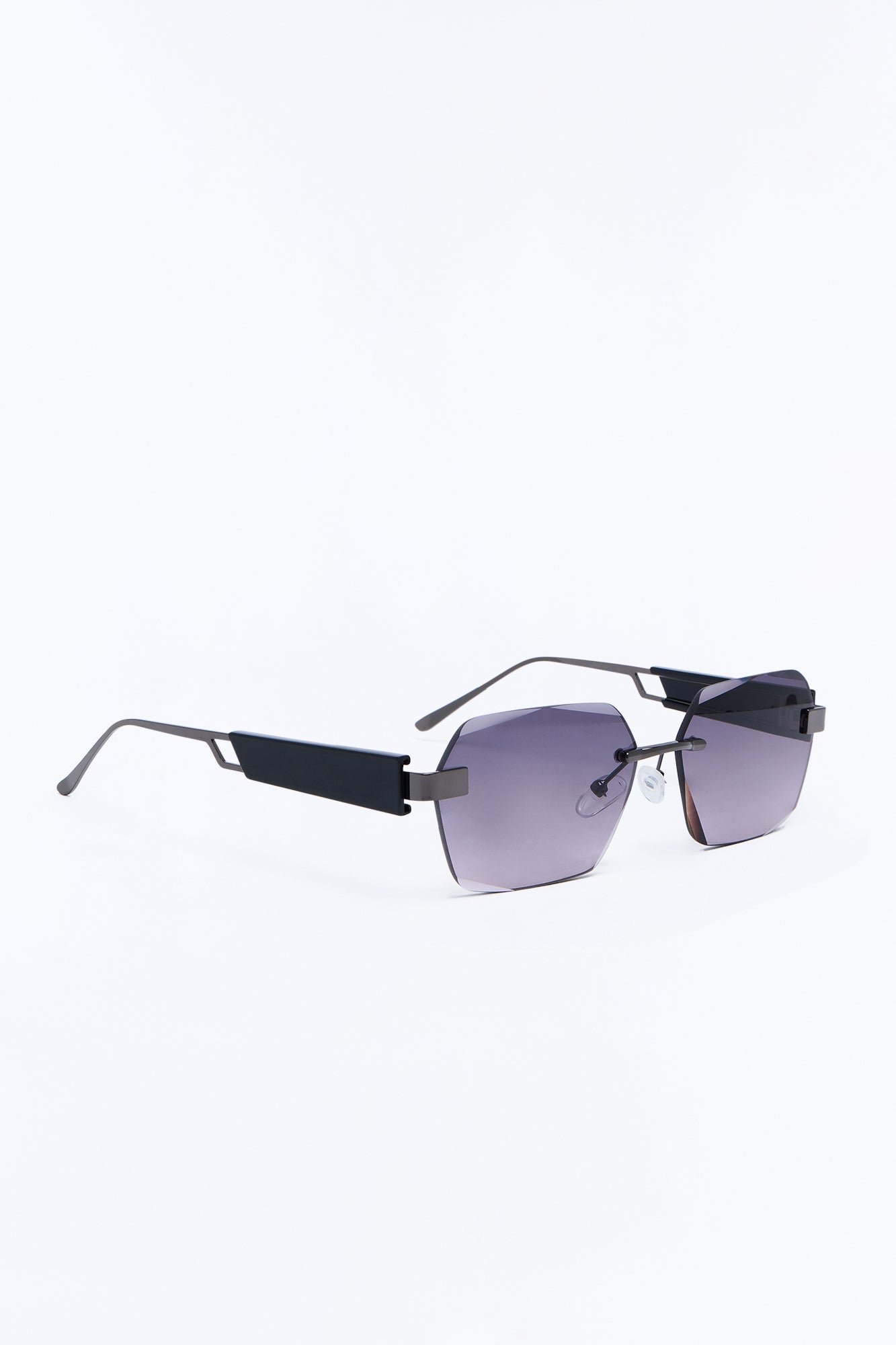 Right Back Rimless Frame Geometric Sunglasses - Gunmetal image 4