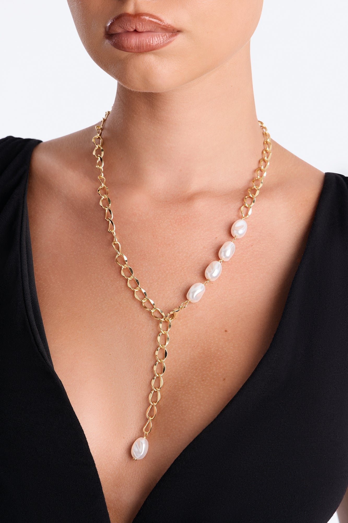Lilibet Pearl Lariat Necklace - Gold image 2