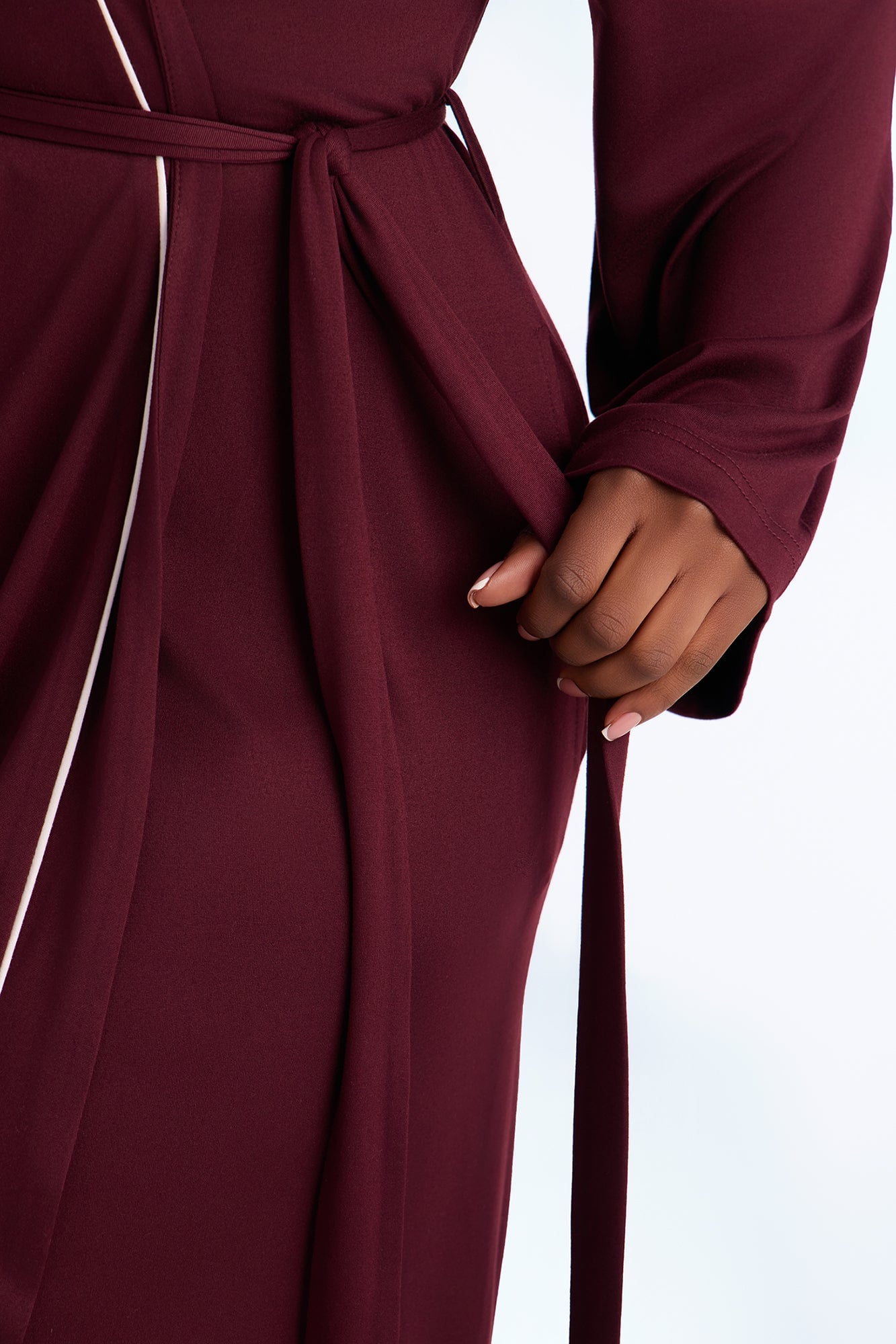 In the Morning PJ Long Robe - Burgundy image 3