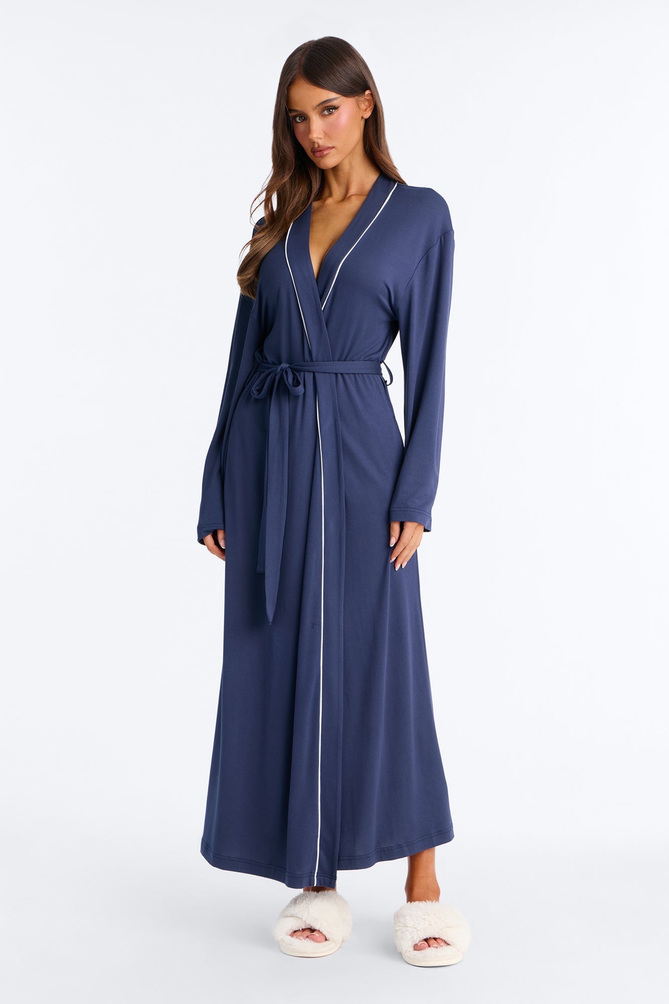 In the Morning PJ Long Robe - Navy image 1