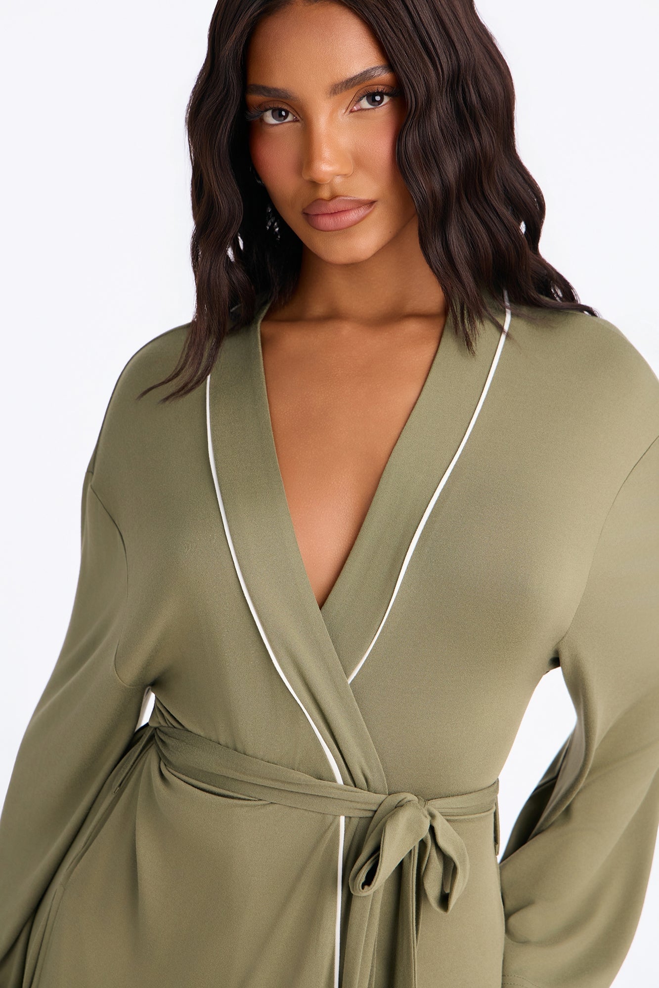 In the Morning PJ Long Robe - Olive image 3