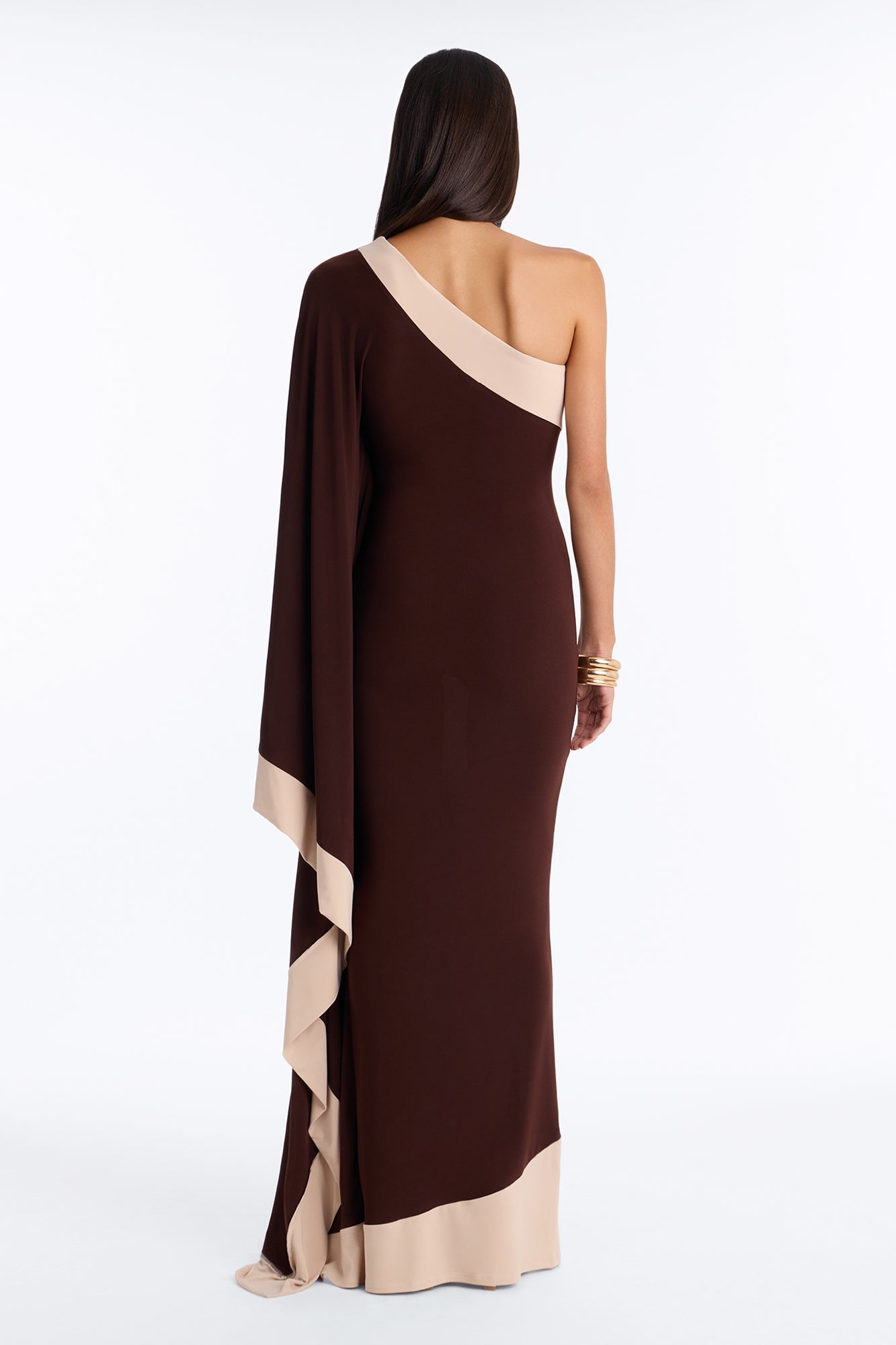 Casually Allure One Shoulder Maxi Dress - Chocolate/Combo image 7