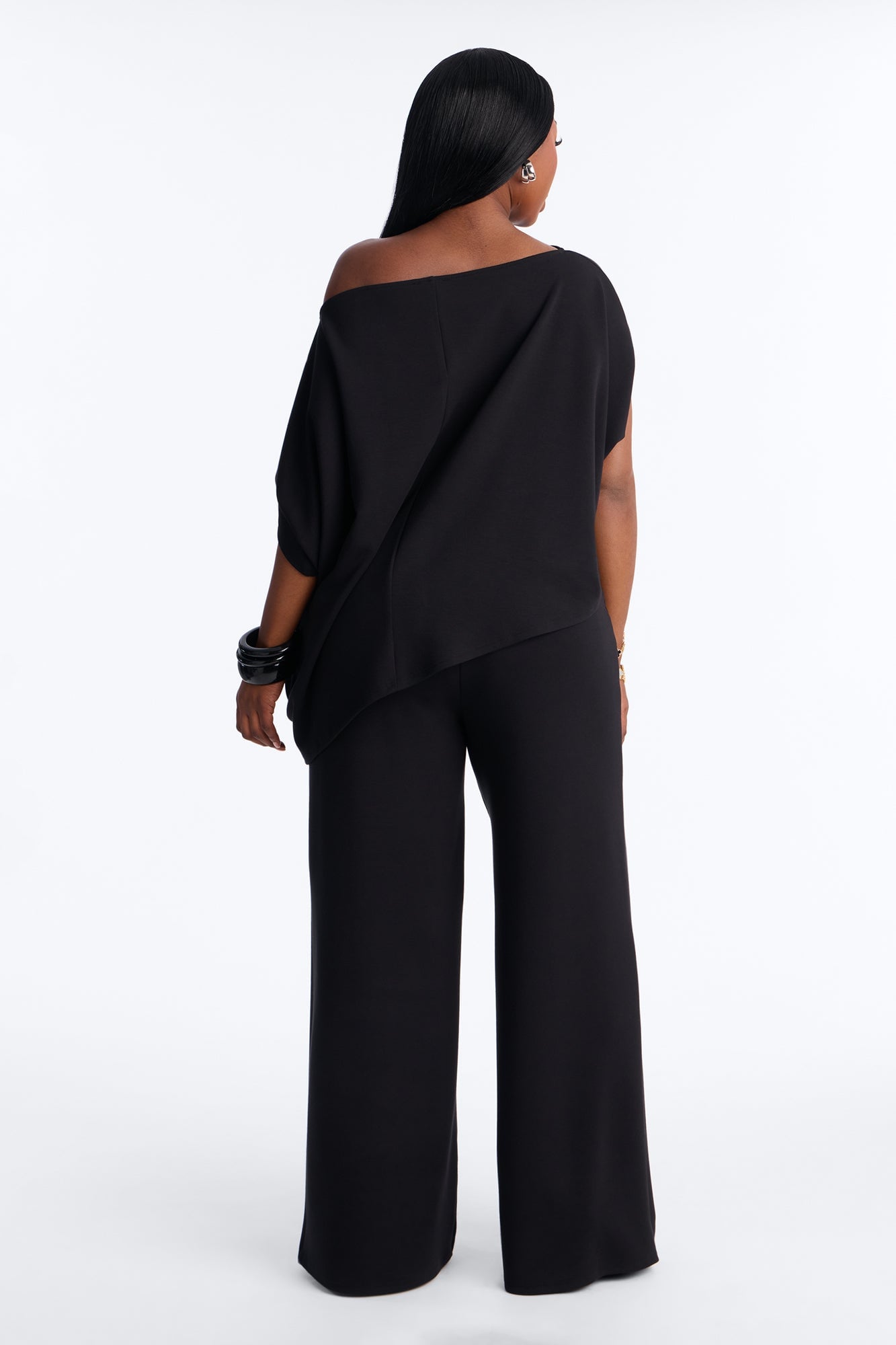 Alina One Shoulder Scuba Pant Set - Black image 3