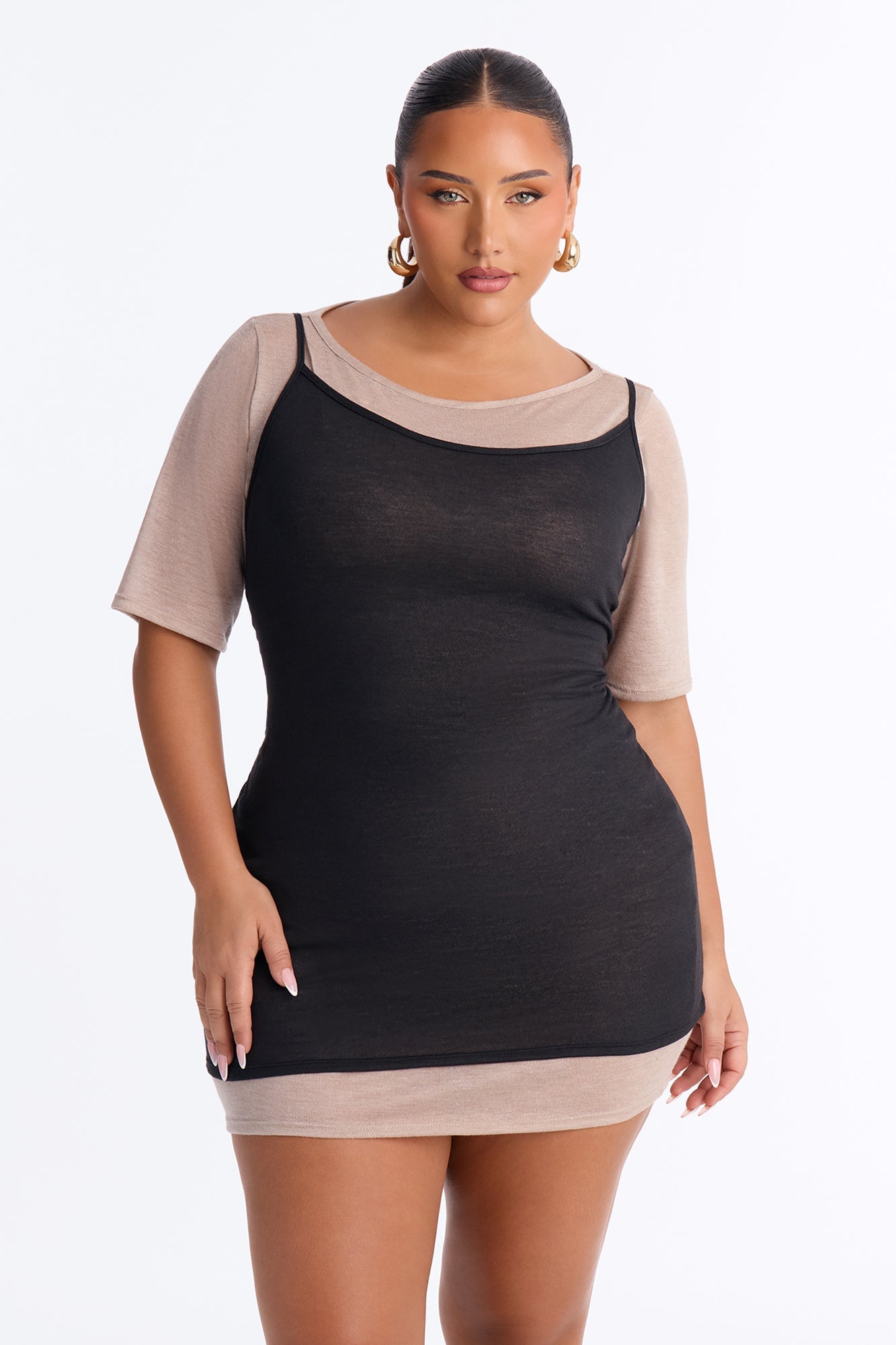 Kya Soft Haze Short Sleeve Mini Dress - Black/combo image 1