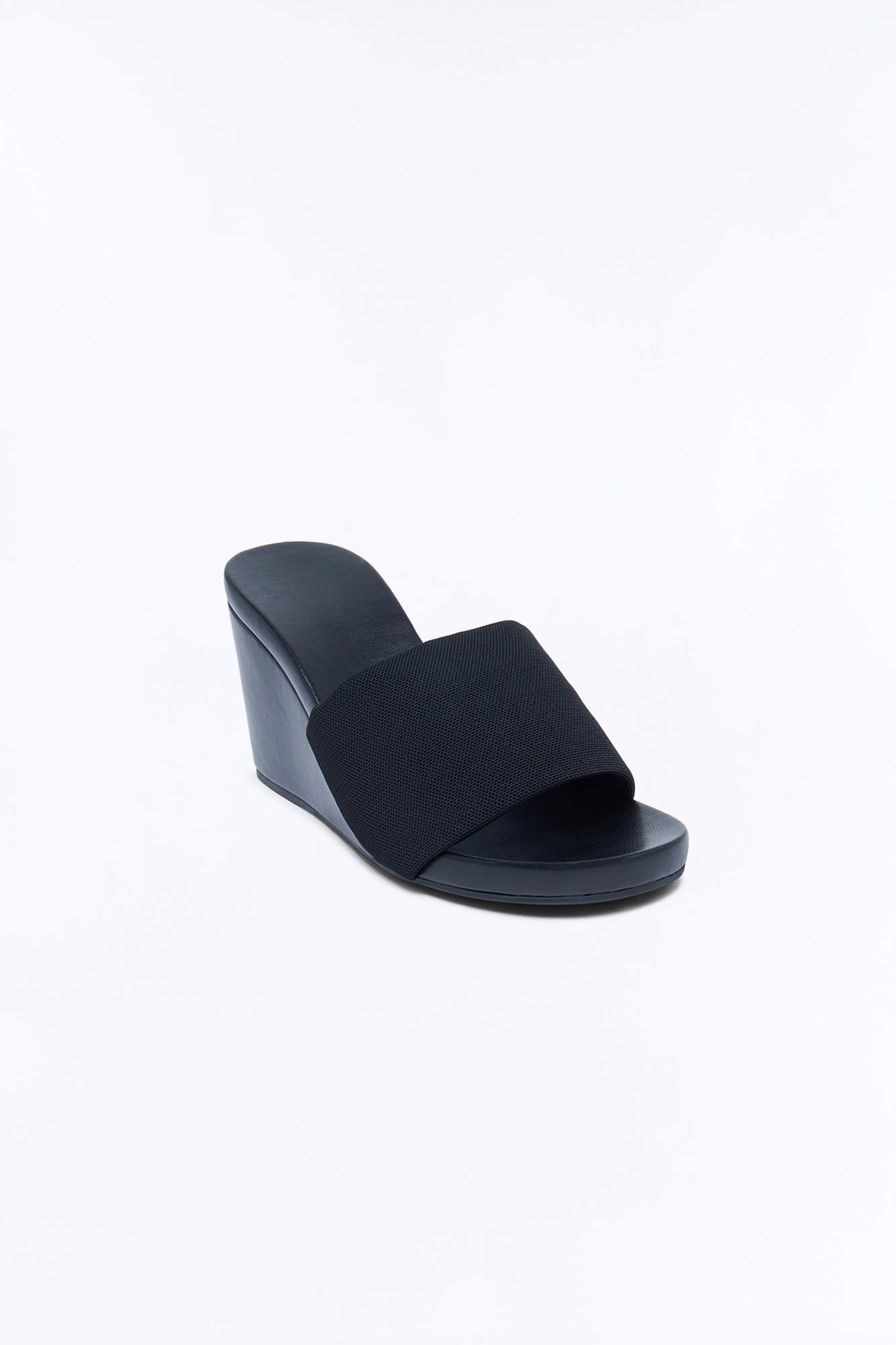Sophie Round Toe Mule Wedges - Black image 4