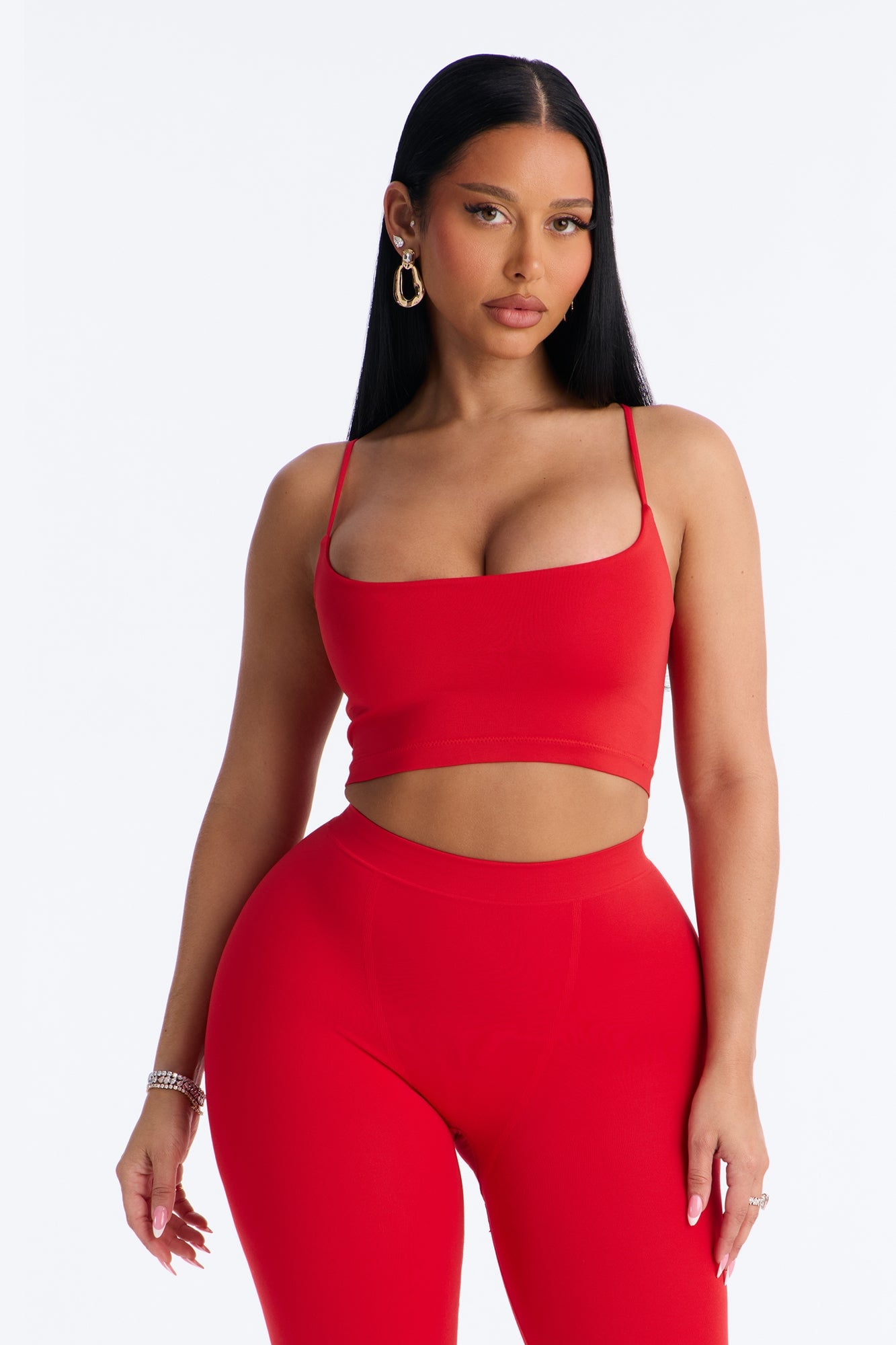 Seamless Smooth Base Layer Double Lined Cami Crop Top - DarkRed image 5