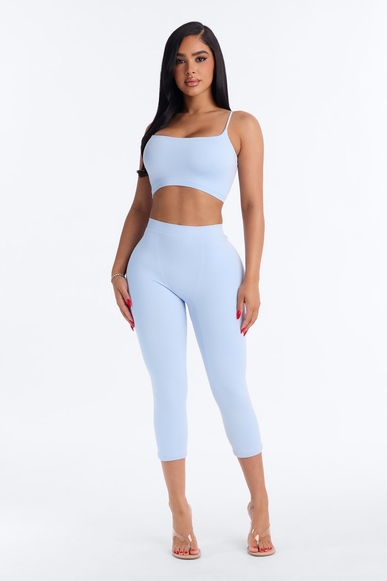 Seamless Smooth Base Layer Double Lined Cami Crop Top - SkyBlue image 6