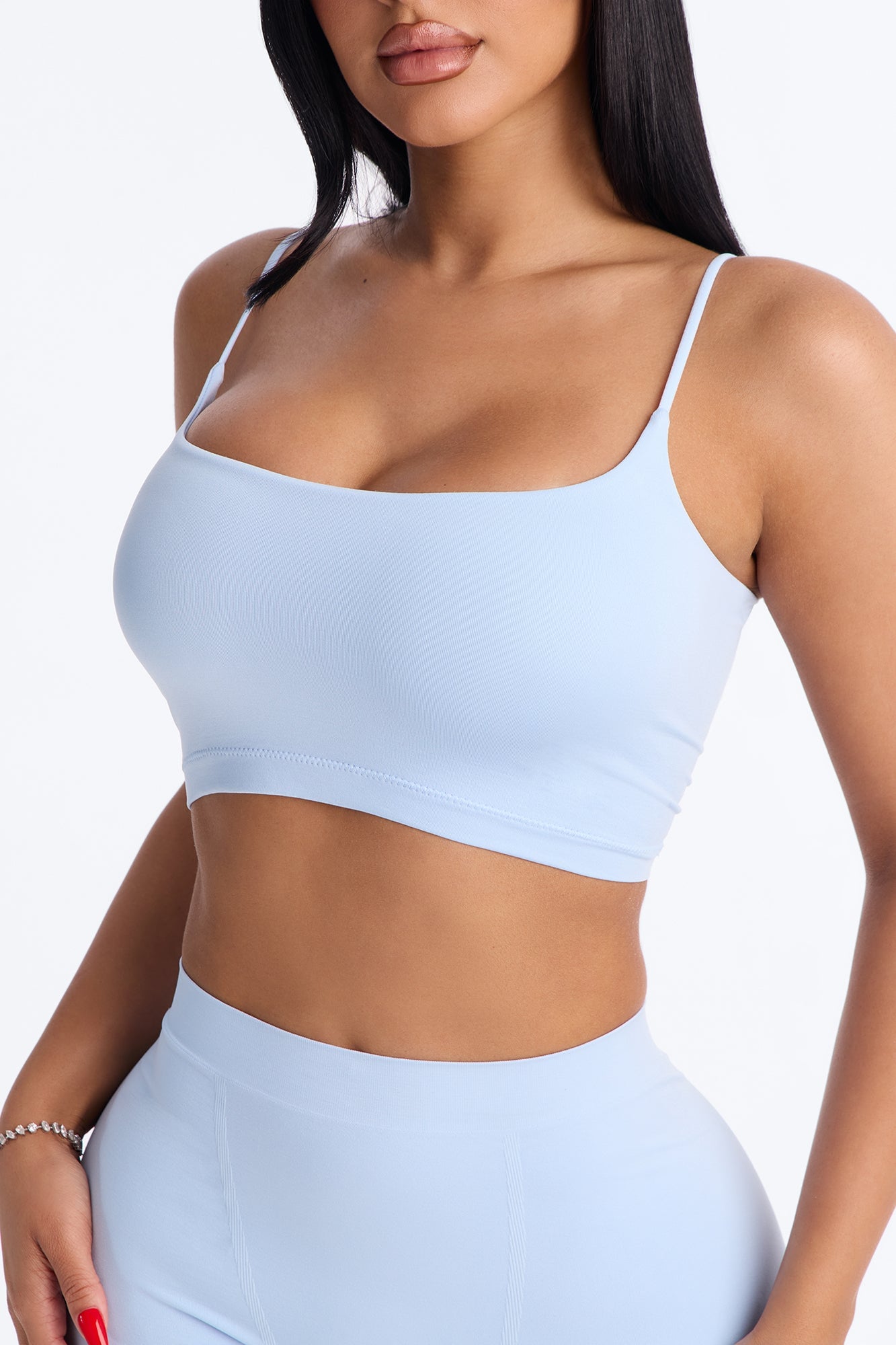 Seamless Smooth Base Layer Double Lined Cami Crop Top - SkyBlue image 7