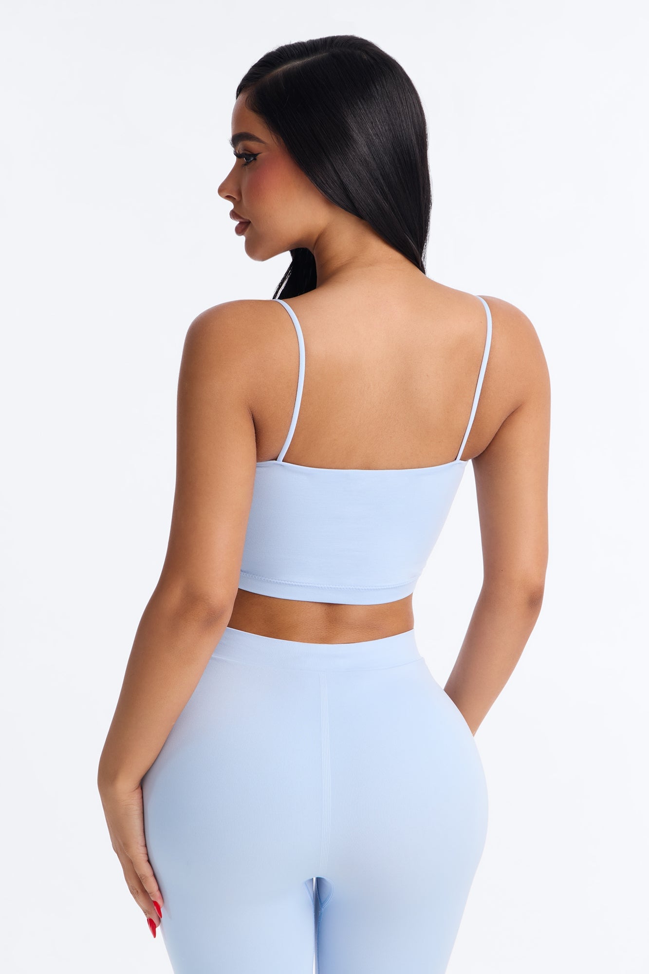 Seamless Smooth Base Layer Double Lined Cami Crop Top - SkyBlue image 8