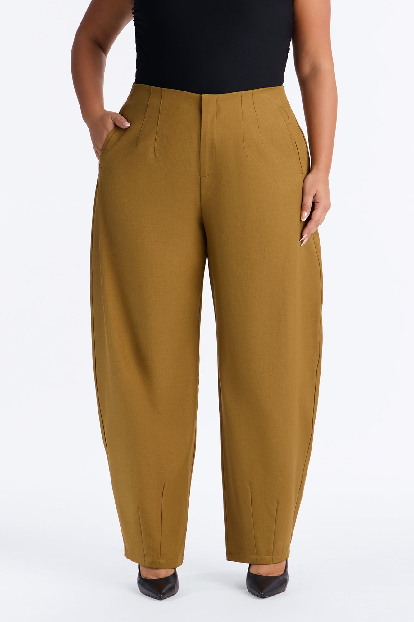 Margaret Barrel Trouser Pants 32″ - Olive image 1