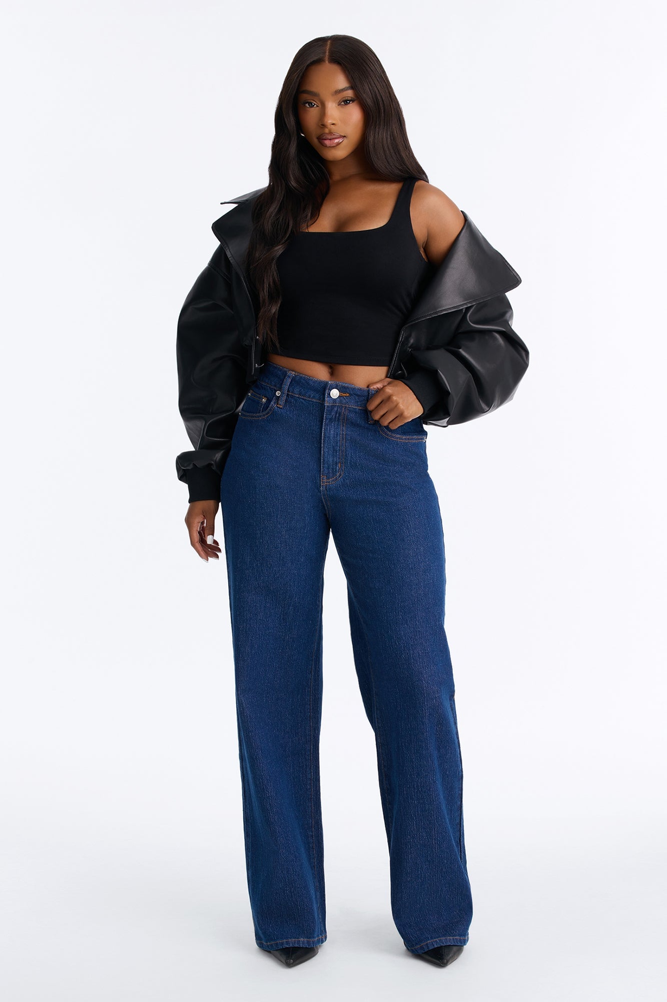 Next Chapter Baggy Wide Leg Jeans - Dark Denim image 7