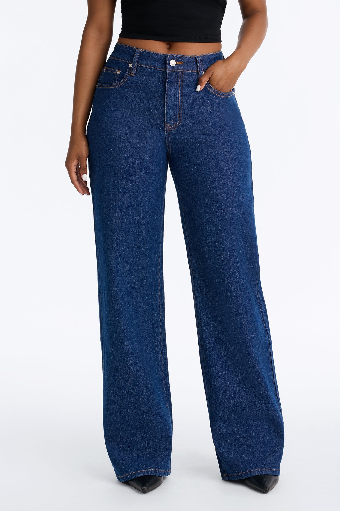 Next Chapter Baggy Wide Leg Jeans - Dark Denim image 6